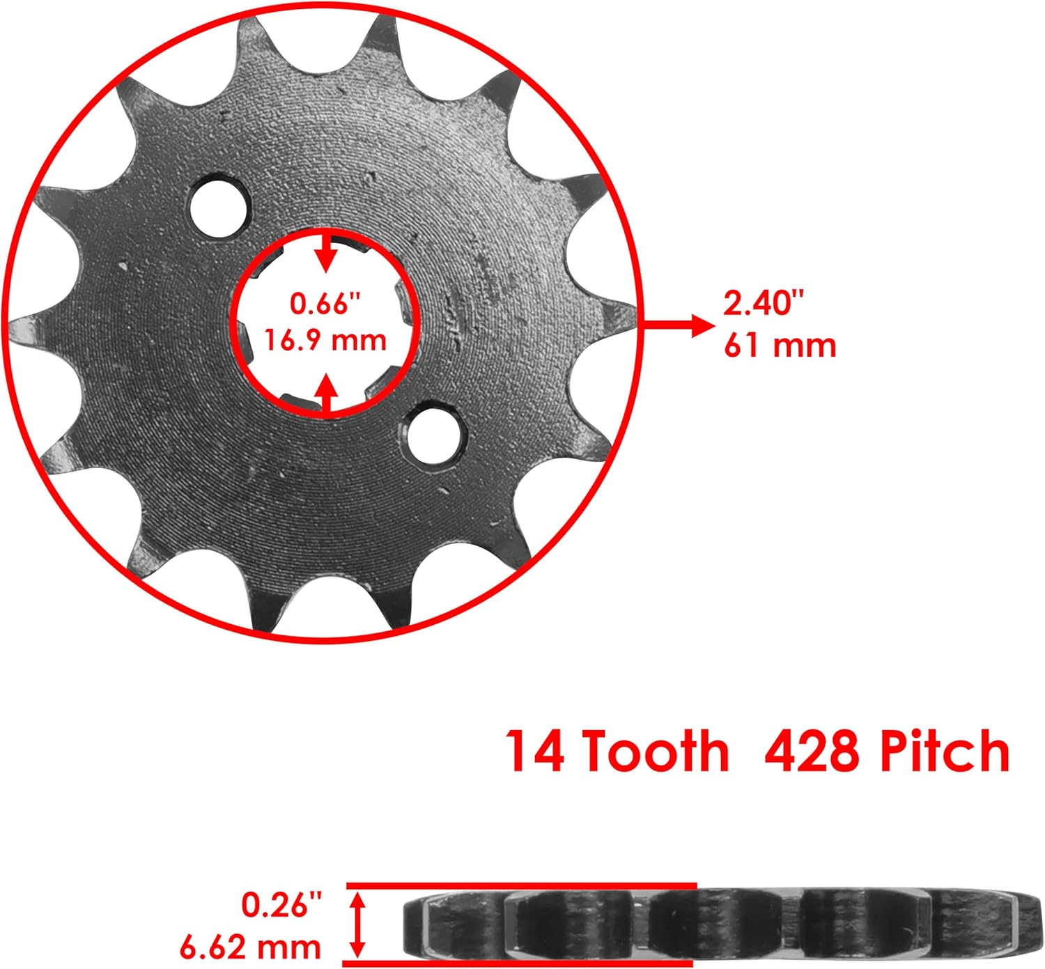 Caltric Drive Chain & Sprockets Kit Compatible with Honda Xr100R 1985-2003 / Crf100F 2004-2013