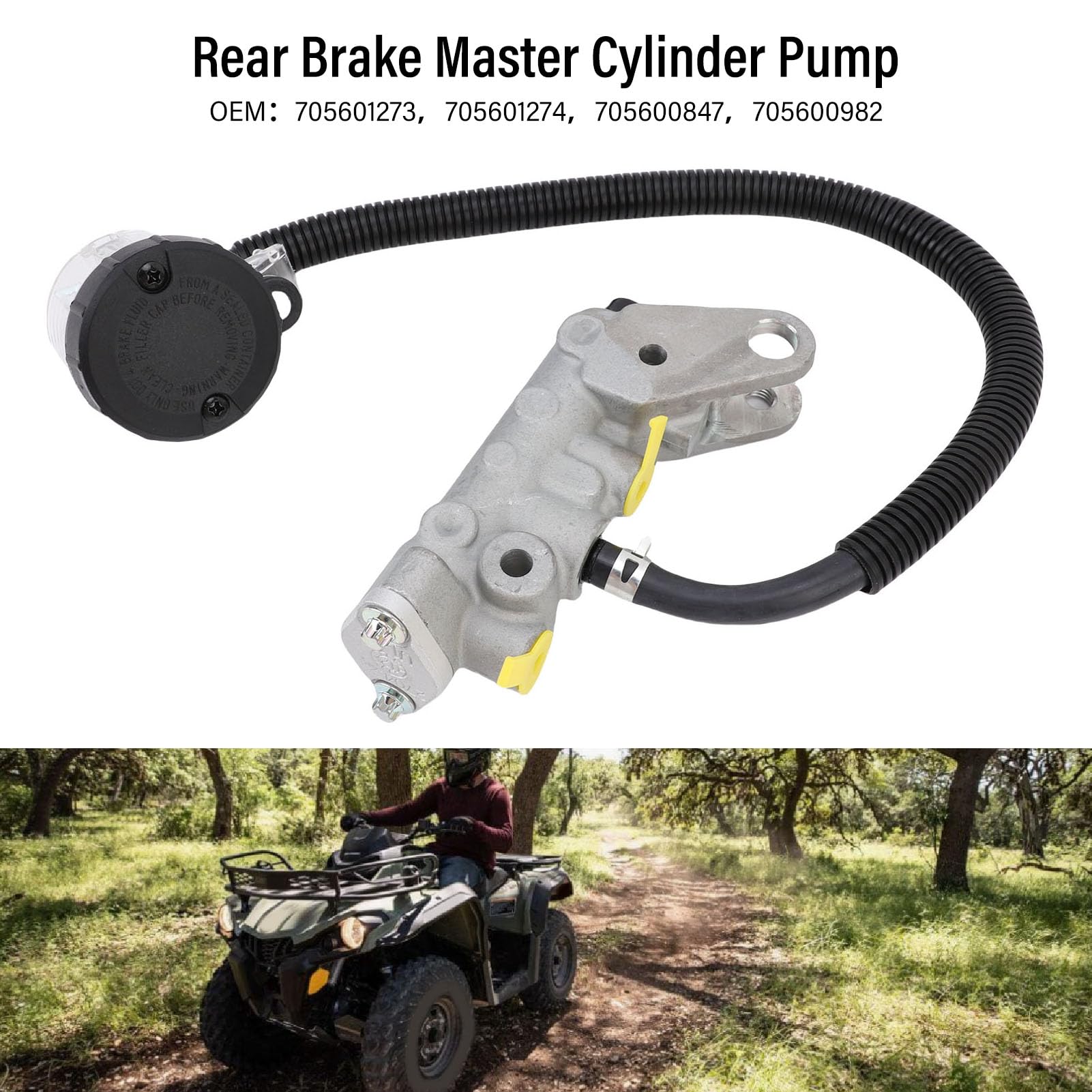 Pyhodi Hauptbremszylinderpumpe für die Hinterradbremse, Powersports-Bremszubehör, 705601273 Ersatz für Renegade 500 570 650 800R 850 1000/R, Ersatz