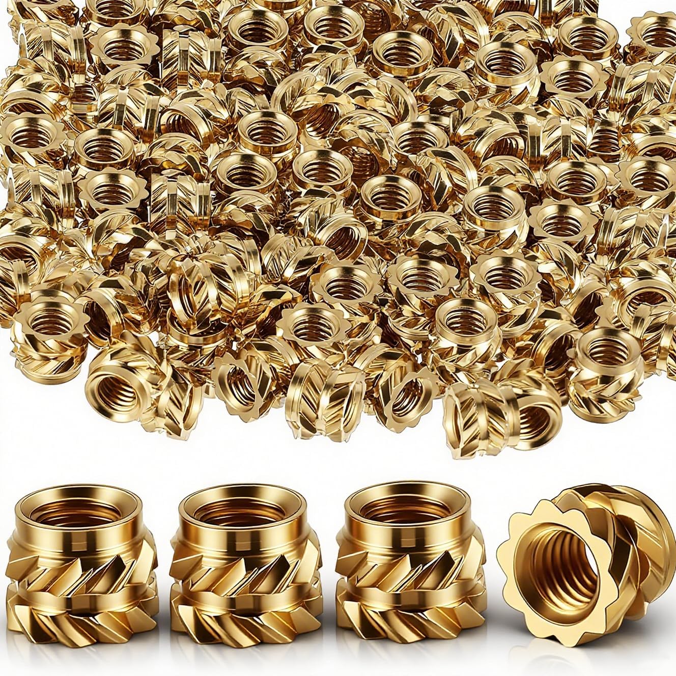100-Pack M3 Threaded Inserts - Heat Set Inserts - M3x4x5 Female Thread Metric Knurled Nuts - Brass Insert Nut Threaded Inserts for Plastic 3D Printing Components Loptop Automotive Shell