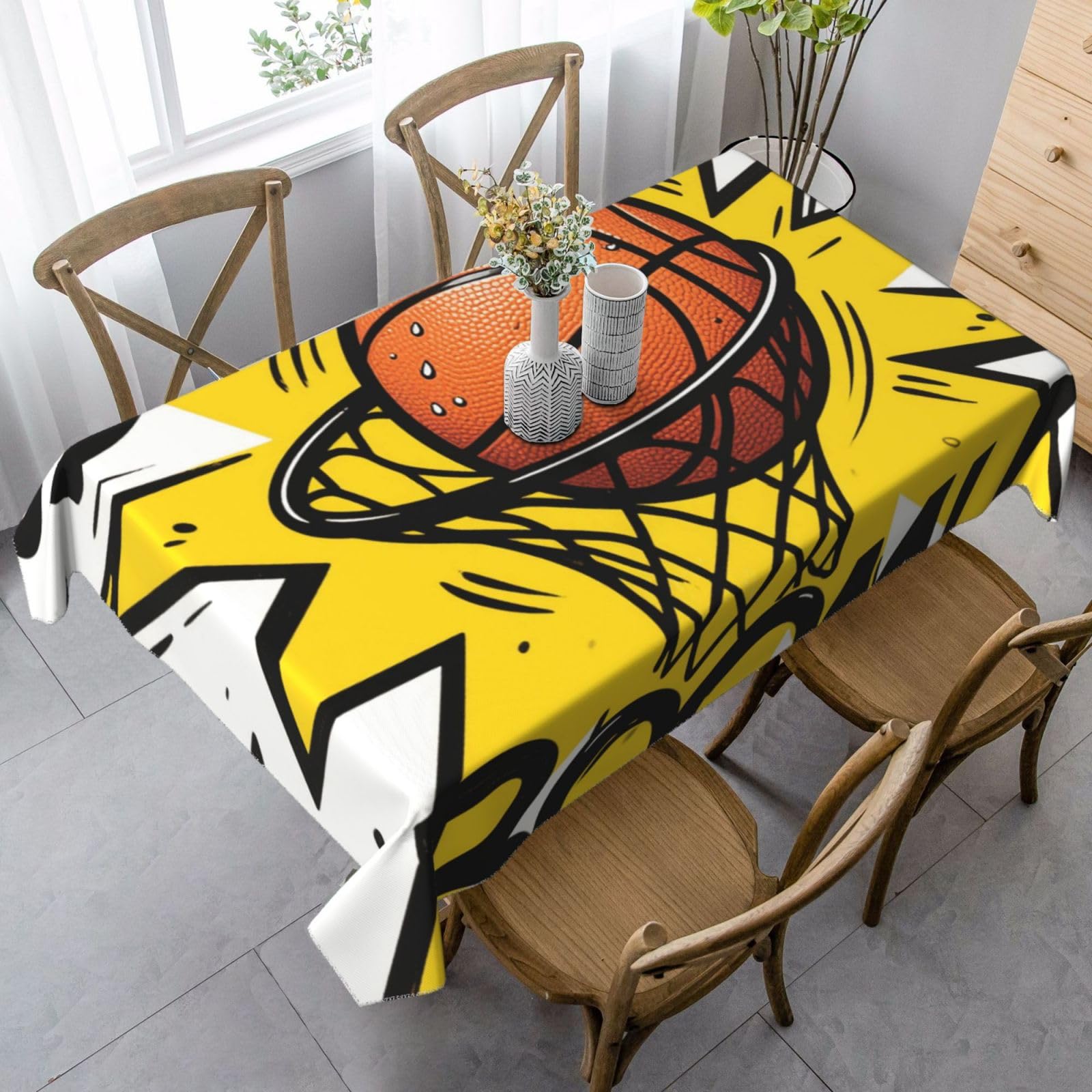 FekiLoot Basketball Rectangle Tablecloth 35x55 Inch, Washable Reusable Farmhouse Table Cloths Wrinkle Free and Spillproof Kitchen Dinning Table Cover for Party Wedding Picnic Home Decor Tablecloths