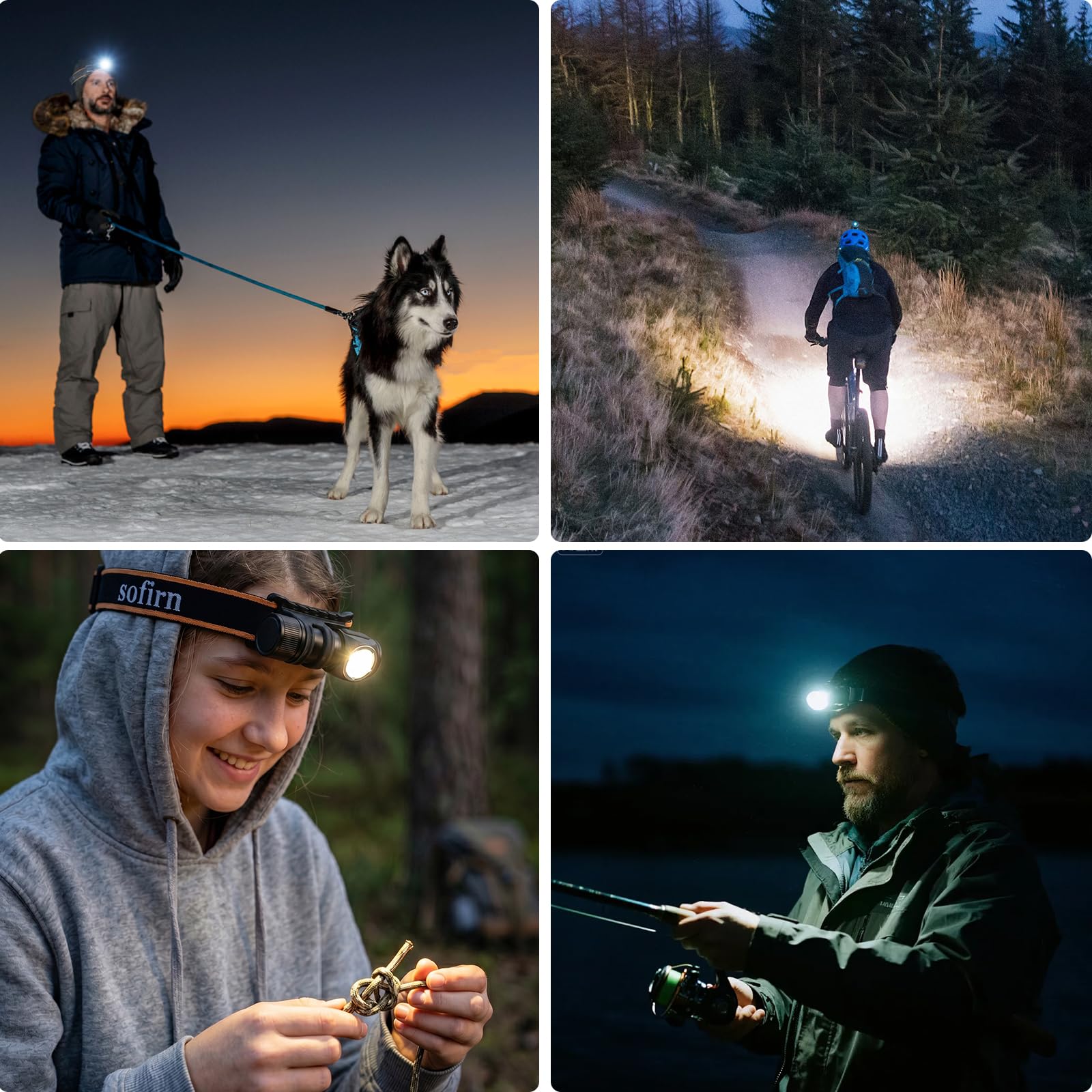 Sofirn HS10 Mini Torcia Frontale 1100 Lumen, Lampada Frontale LED Ricaricabile Tramite con 8 Modalità, Torcia LED Luce Frontale 5000K Alta 90CRI per Campeggio,Pesca,Jogging