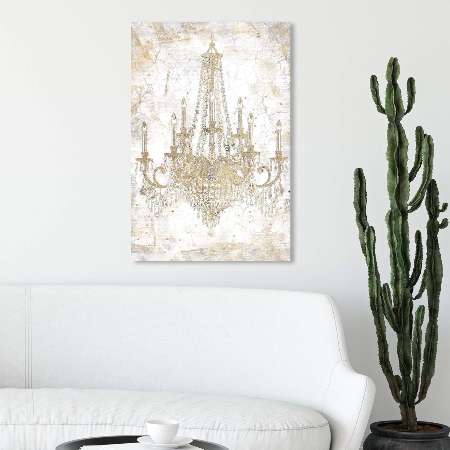The Oliver Gal Artist Co. Fashion and Glam Wall Art Canvas Prints Chandeliers Home Décor, 20 in x 30 in, Gold, White