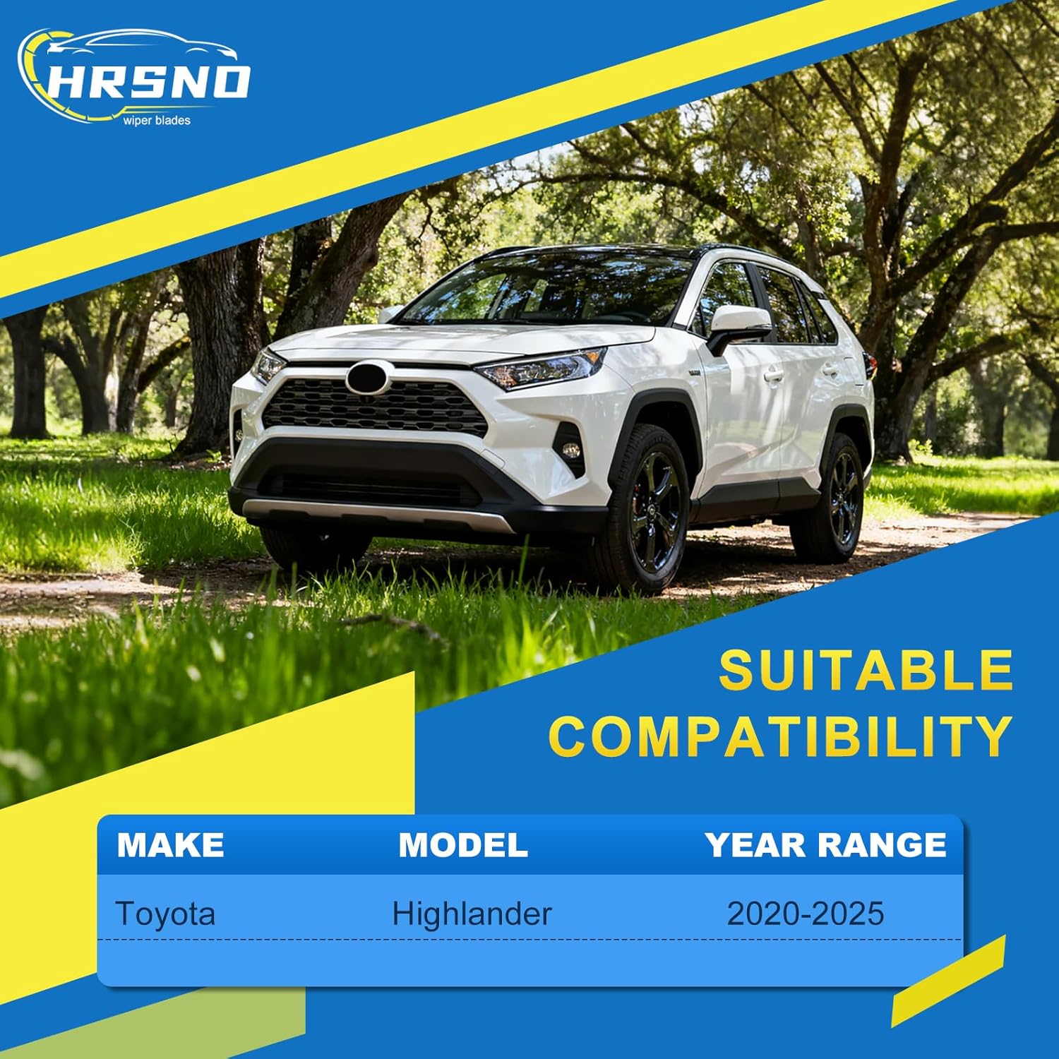 HRSNO® Wiper Blades:3 - Pack Windshield Wipers for Toyota Highlander 2020-2023 - All - Season Beam Design-Quiet Streak - Free - Exact Fit Replacement for Toyota Cars (26"/18"/10")