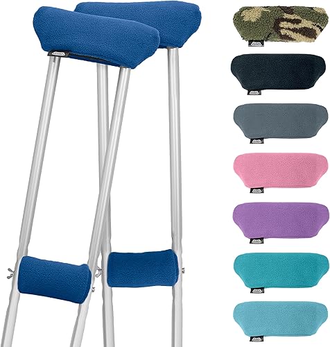 Crutch Comfort Deluxe Soft Fleece & Foam Muleta Juego de accesorios (azul)