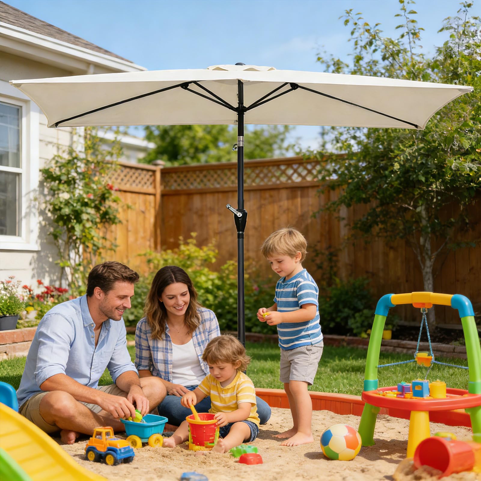 Copertura per Ombrellone di Ricambio Copertura Rettangolare Impermeabile | 6,6x3m Telo Sostitutivo per Gazebo Esterno per Spiaggia, Piscina, Terrazzo, Balcone, Prato, Mercato, Copertura per