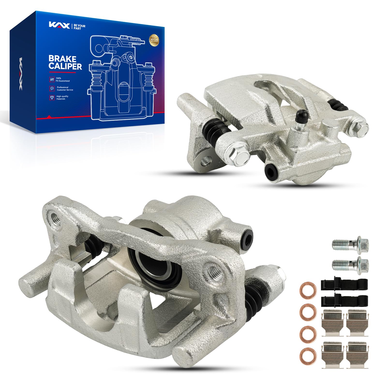 KAX Disc Brake Caliper Assembly Fit for Patriot 2007-2017, Compass 2007-2017, Avenger 2008-2014, 200 2011-2014, Caliber 2007-2012, Sebring 2007-2010, Lancer 2008-2017, 18B5038+18B5039 Rear Side