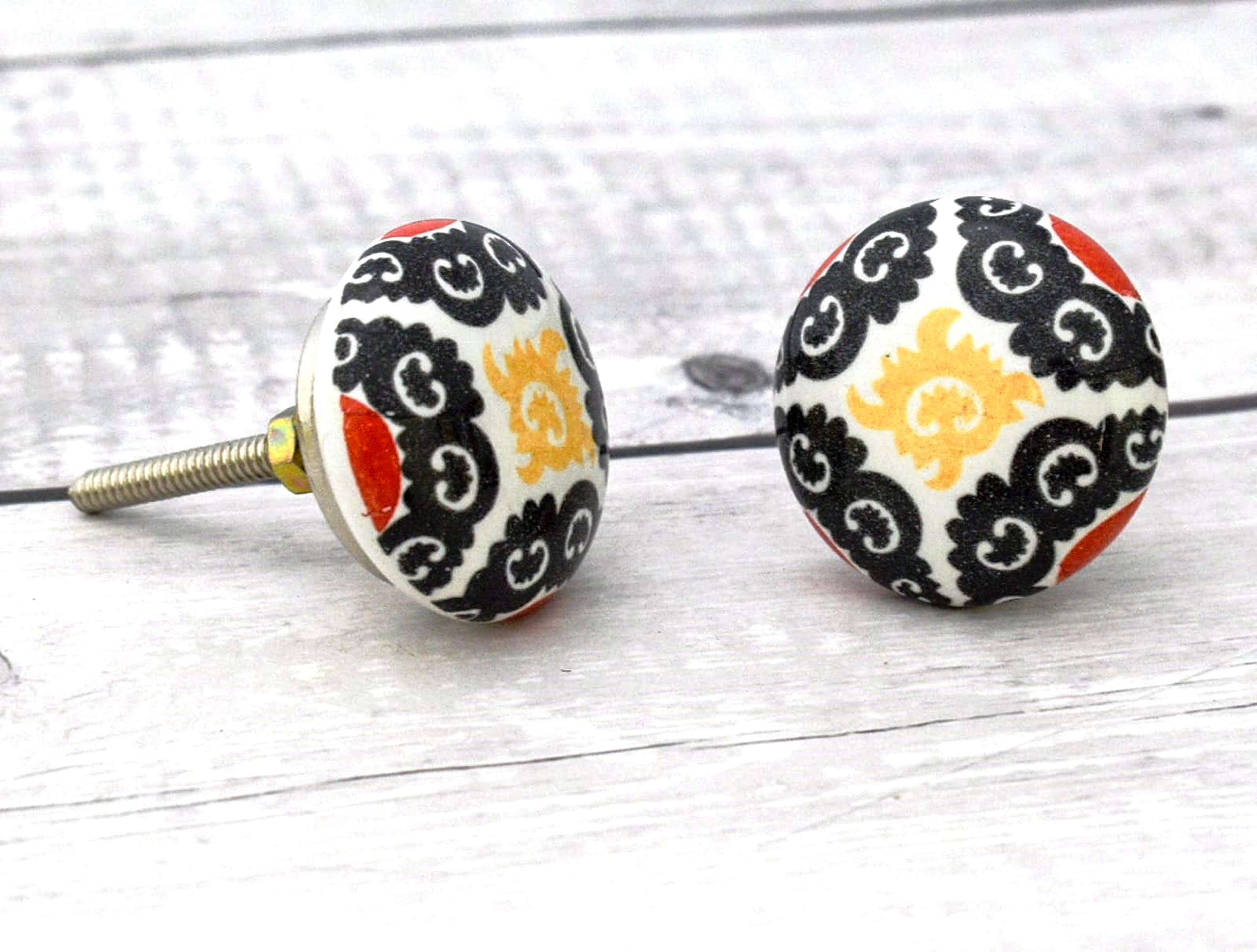 ARTISNO Schöne mehrfarbige Keramikknäufe für Küchenschränke, Schubladen, Hardware-Knäufe, handgefertigte Knöpfe, Schrankknöpfe, Keramik-Türknäufe, 10 Stück