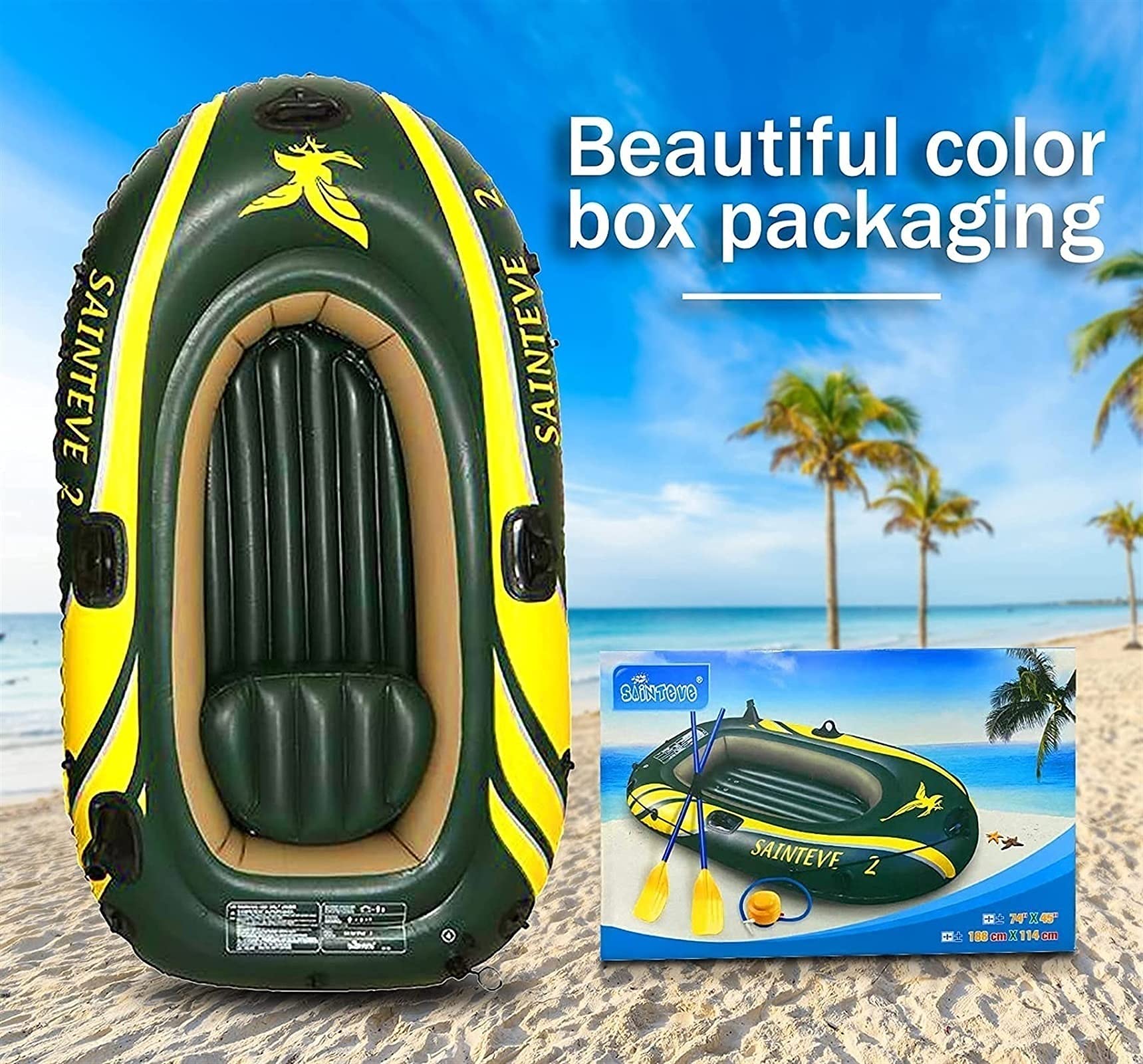 Gommone per 2 Persone - Gommoni d'assalto per Kayak con zattera addensata, Gommoni Hovercraft Resistenti all'Usura per la Pesca, Intrattenimento 4 Sport Acquat