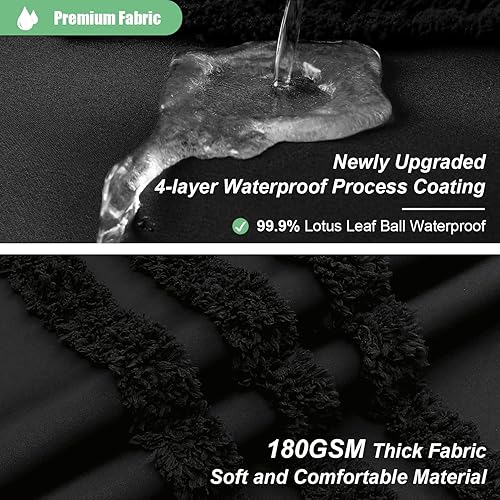 Miniatura 2 de Dynamene Cortinas de ducha extralargas, 84 pulgadas de largo, cortina de ducha de tela de felpilla texturizada a rayas, juego de cortina de ducha de