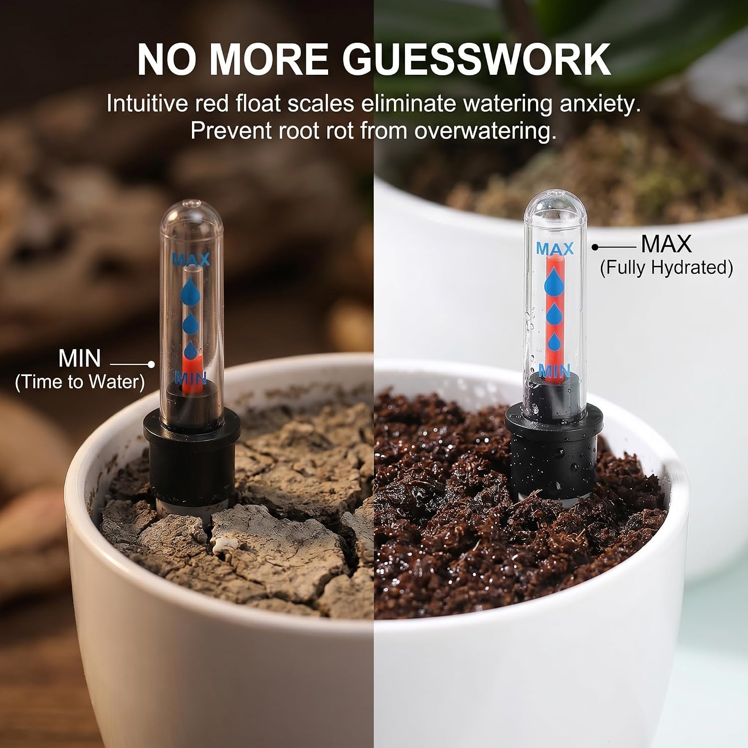 Veemoon Water Level Indicator for Planter, 4pcs Flower Pot Water Meter Plant Watering Indicator Sticks Planter Water Gauge Potted Plant Shortage Reminder for Prevent Root Rot Gardening Tools image 5