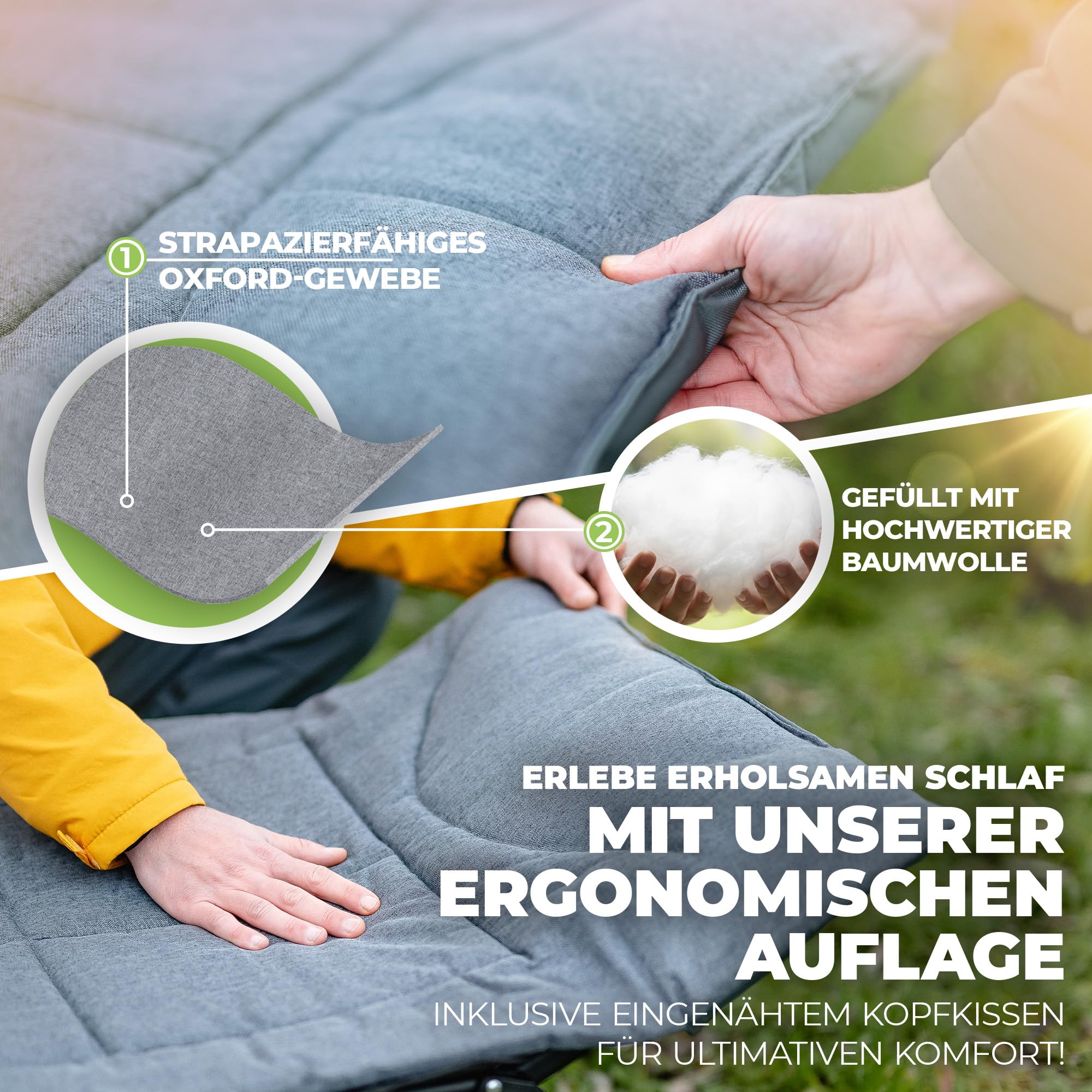 𝐍𝐎𝐑𝐃𝐈𝐂𝐓𝐑𝐀𝐈𝐋𝐒 Feldbett Auflage Camping Matratze Superweiche Campingmatratze, Auflage Liege & Matratze Feldbett Liegeauflage Outdoor, Gästebett