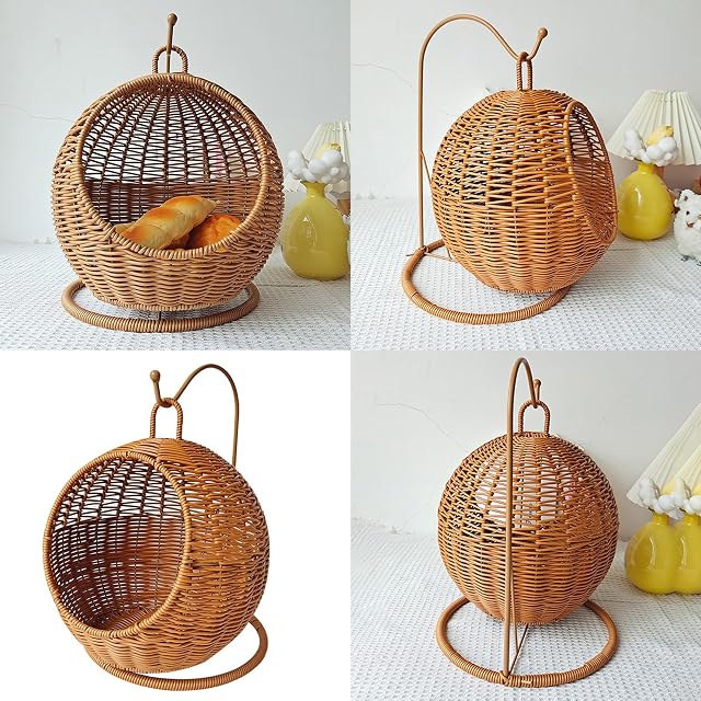 Foto 2 de 6 de Riiichflowshop Hamaca Colgante con Forma de Cesta de ratán de imitación para Gatos Espacios pequeños cómoda…