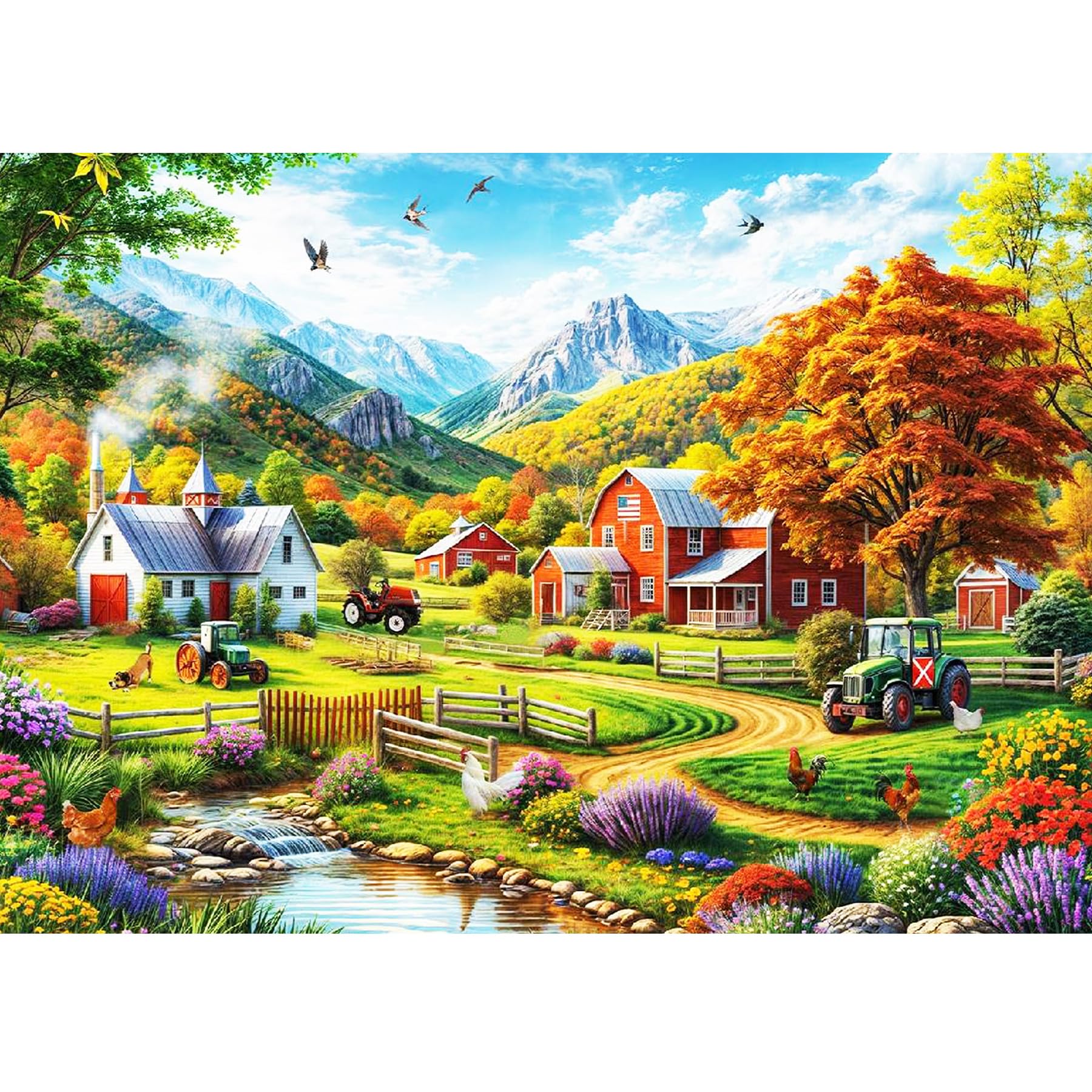 Bowetile Autumn Mountain Diamond Painting Art Kits for Adults, 5D DIY Gem Art Painting Kits, Full Drill Landscape Painting Rhinestone Embroidery Pictures for Beginners, Home Wall Decor 30x40cm โ image 1