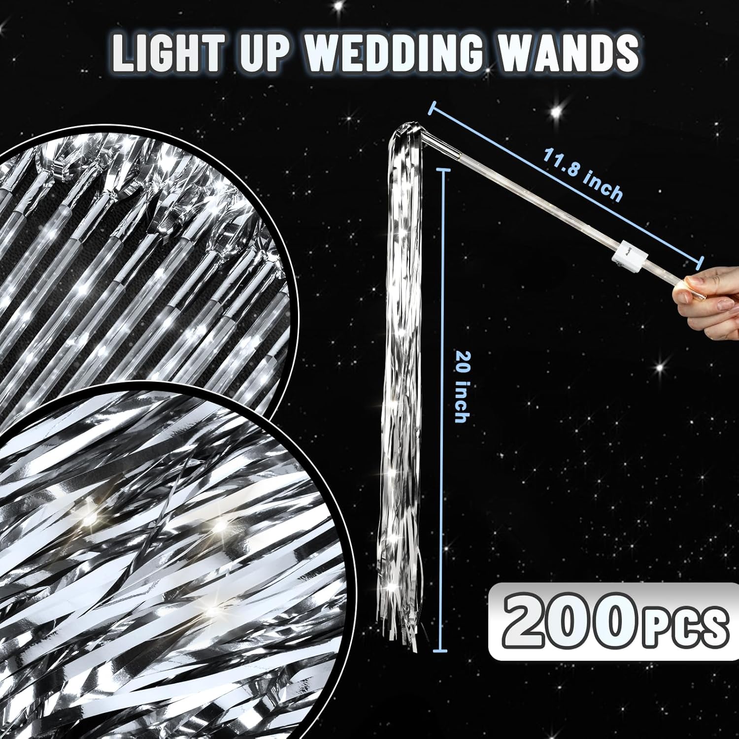200 PCS Wedding Wands, Wedding Send Off Ideas, Light up Wands for Wedding, Wedding Party Favors, Wedding Light Sticks for Wedding Send Off and Exits Baby Shower, Birthday, Party, Christmas