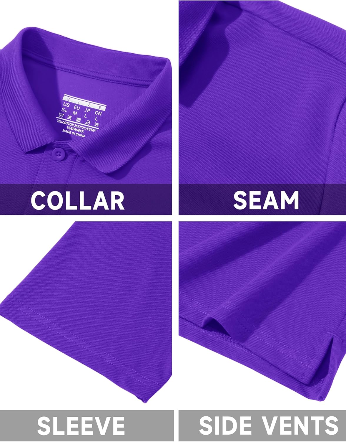 TACVASEN Polo Shirts for Men Short Sleeve Quick-Dry Breathable Pique Golf Polo Solid Cotton Polo T-Shirts