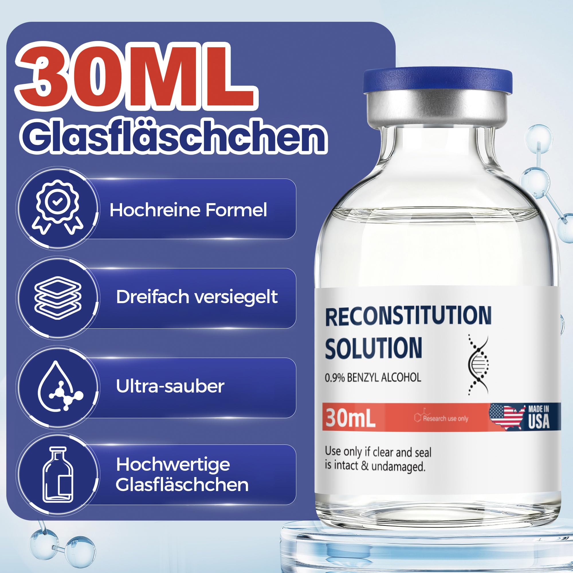 Jawell 2 Stück - 30 ml, hochwertige Glasflasche, mit dreifacher Versiegelung