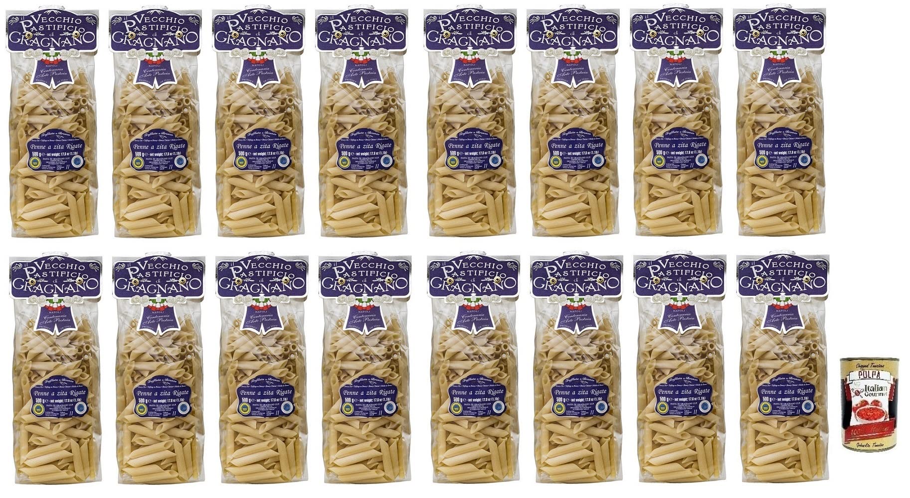 Italian Gourmet Il Italian Gourmet Pasta Penne a Zita Rigate Gragnano IGP | Aus Hartweizengrieß, trafilata al bronzo, ideale per primi piatti al dente, Gesamtnettogewicht 8 kg + Kostenlos Polpa 400g