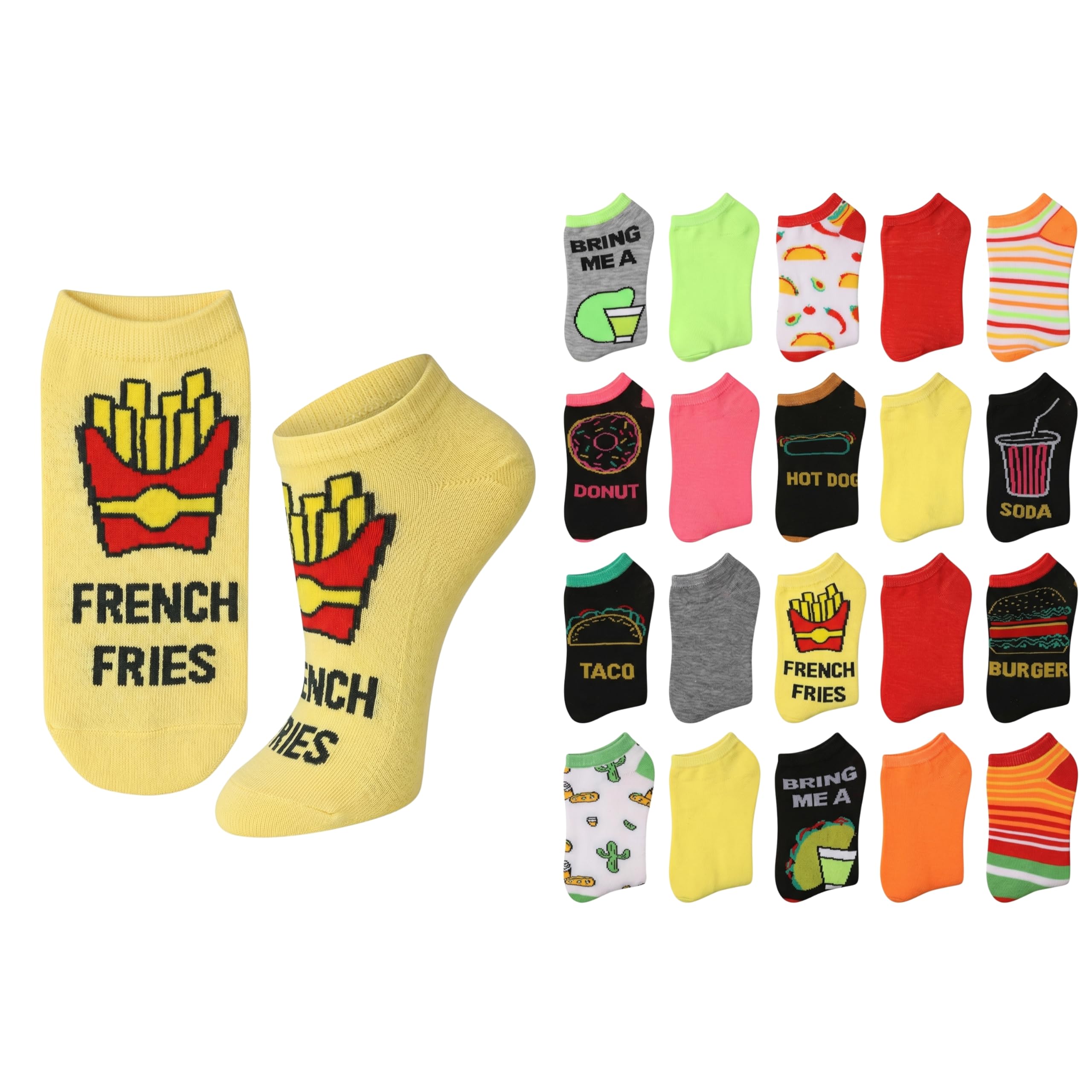 Tipi Toe Women’s 20 Pack Colorful Low Cut Socks – Lightweight, Breathable Design for All-Day Comfort Sizes 9-11/10-13