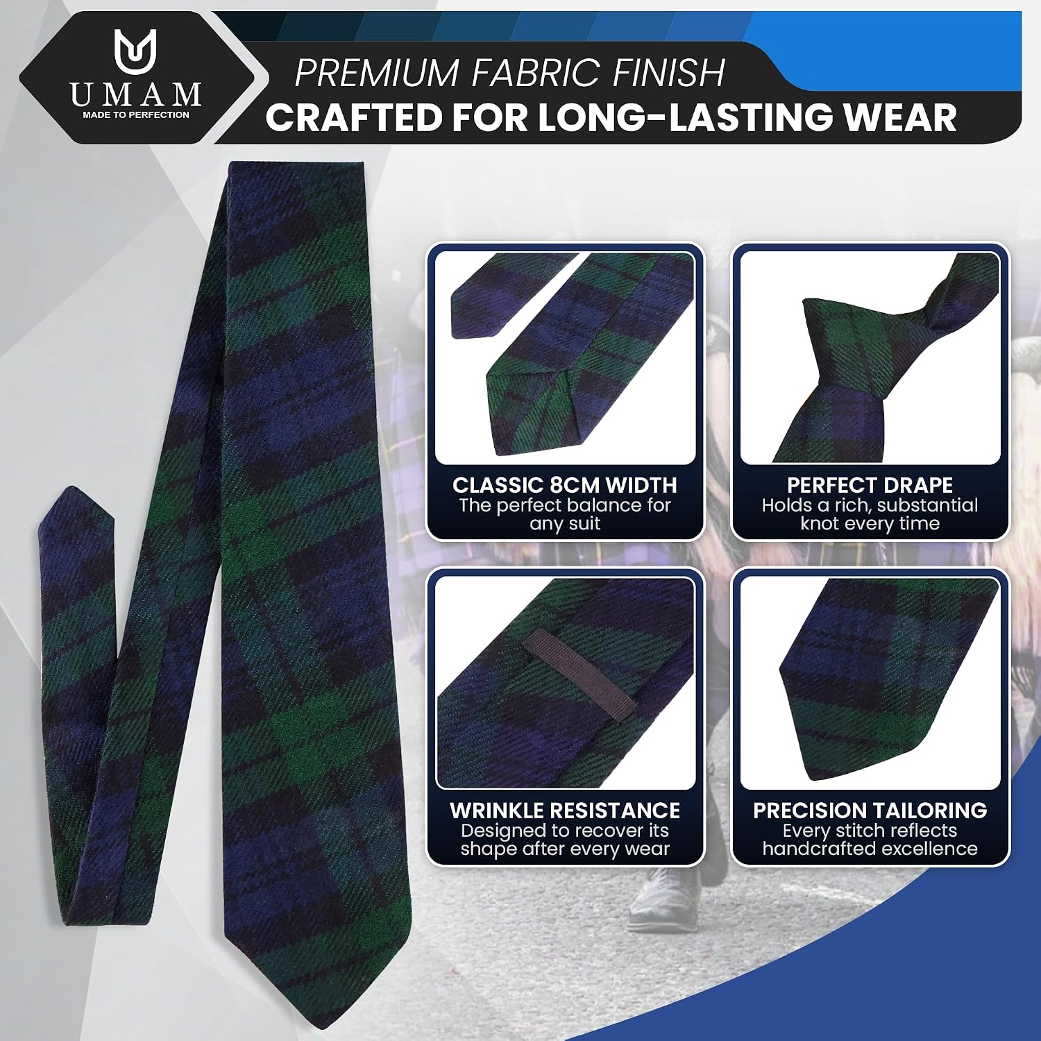 Scottish Neckties For Men - Many Clan Tartans, Acrylic Wool Men Ties