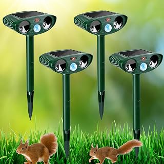 4pk Ultrasonic Animal Repeller, Solar Powered Animal Repellent, Waterproof Animal Deterrent Devices Outdoor Repels Cat, Dog, Fox, Derrent, Rat, etc
