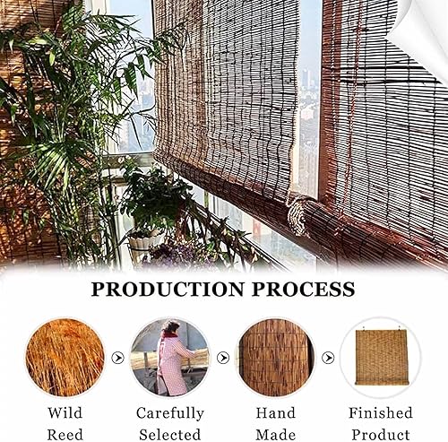 Miniatura 5 de Persianas de patio enrollables para exteriores, persianas de bambú para patio al aire libre, persianas de caña de sombreado con aislamiento Thernal,