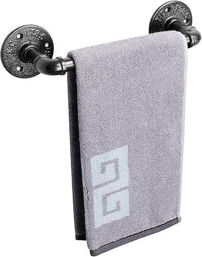 Miniatura 8 de NearMoon Toallero industrial de tubería, accesorio de toallero de baño resistente, montaje en la pared, soporte para toallas de baño de hierro