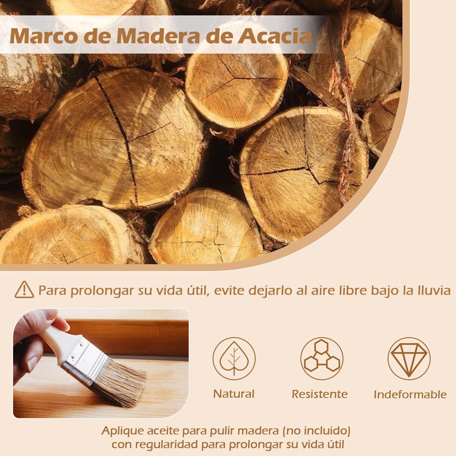 GOPLUS Juego de 2 Sillas de Jardín de Madera de Acacia, Sillones de Exterior con Patines Ajustables, Respaldo de Listones y Cojín Extraíble y Lavable para Balcón y Terraza, Carga 180 kg (Amarillo)