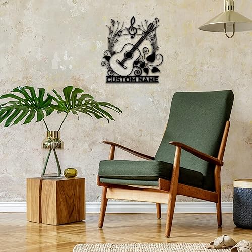 Miniatura 7 de Letrero de guitarra de metal personalizado, monograma de guitarra personalizado, letrero personalizado con nombre de familia, monograma de apellido,