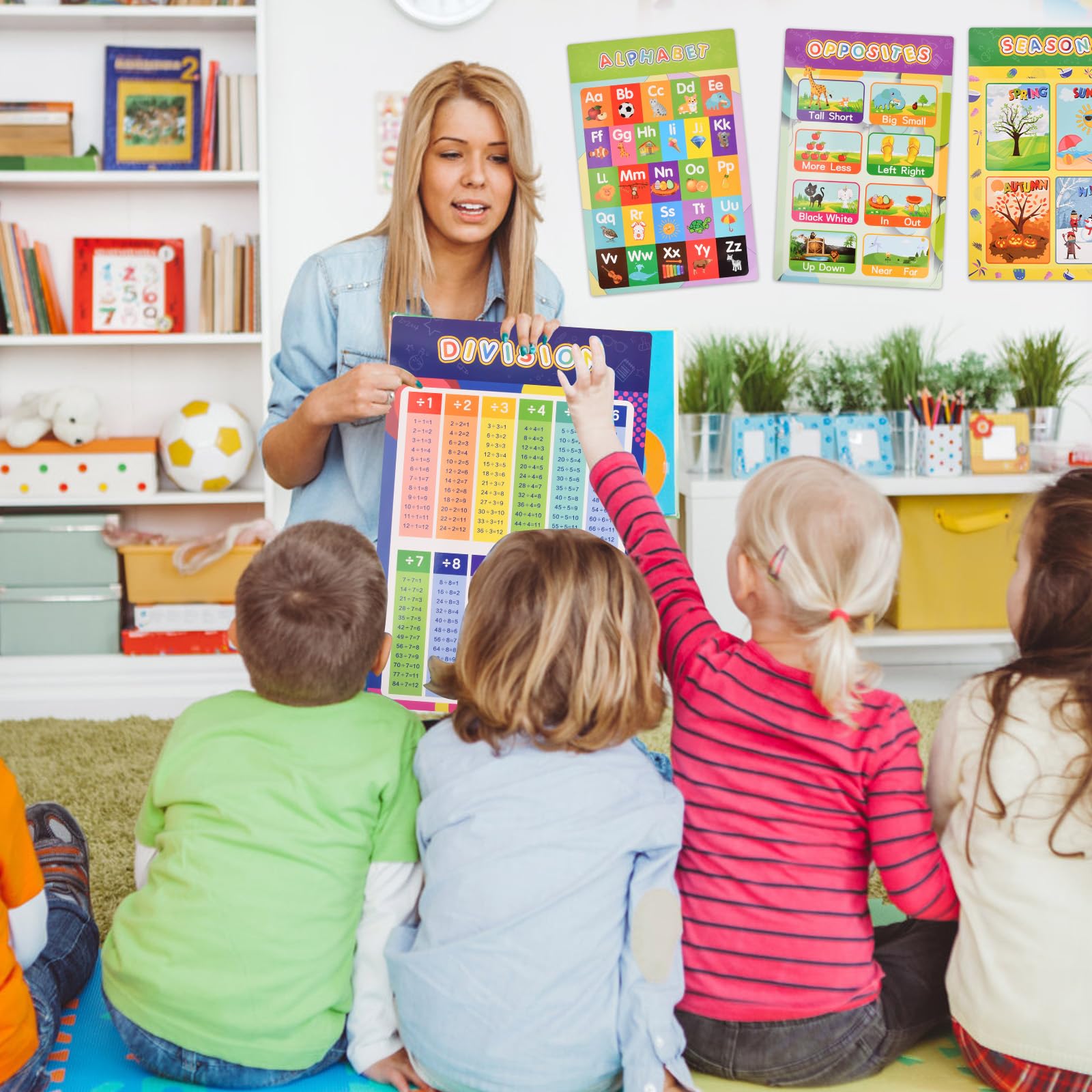 Xzeemo 16 Poster Educativi per Bambini 42x28cm, A3 Prescolastico, Educational Kids Numeri Alfabeto Matemática Tabelline, per Classe Scuola Materna Primaria