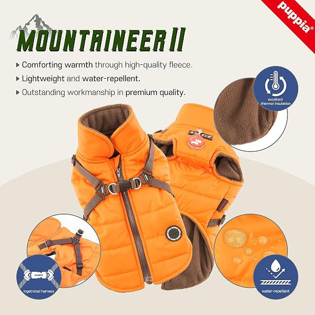 Foto 4 de 4 de Puppia Abrigo Perros pequeños y medianos - Impermeable y Forrado con Forro Polar para un Calor Agradable