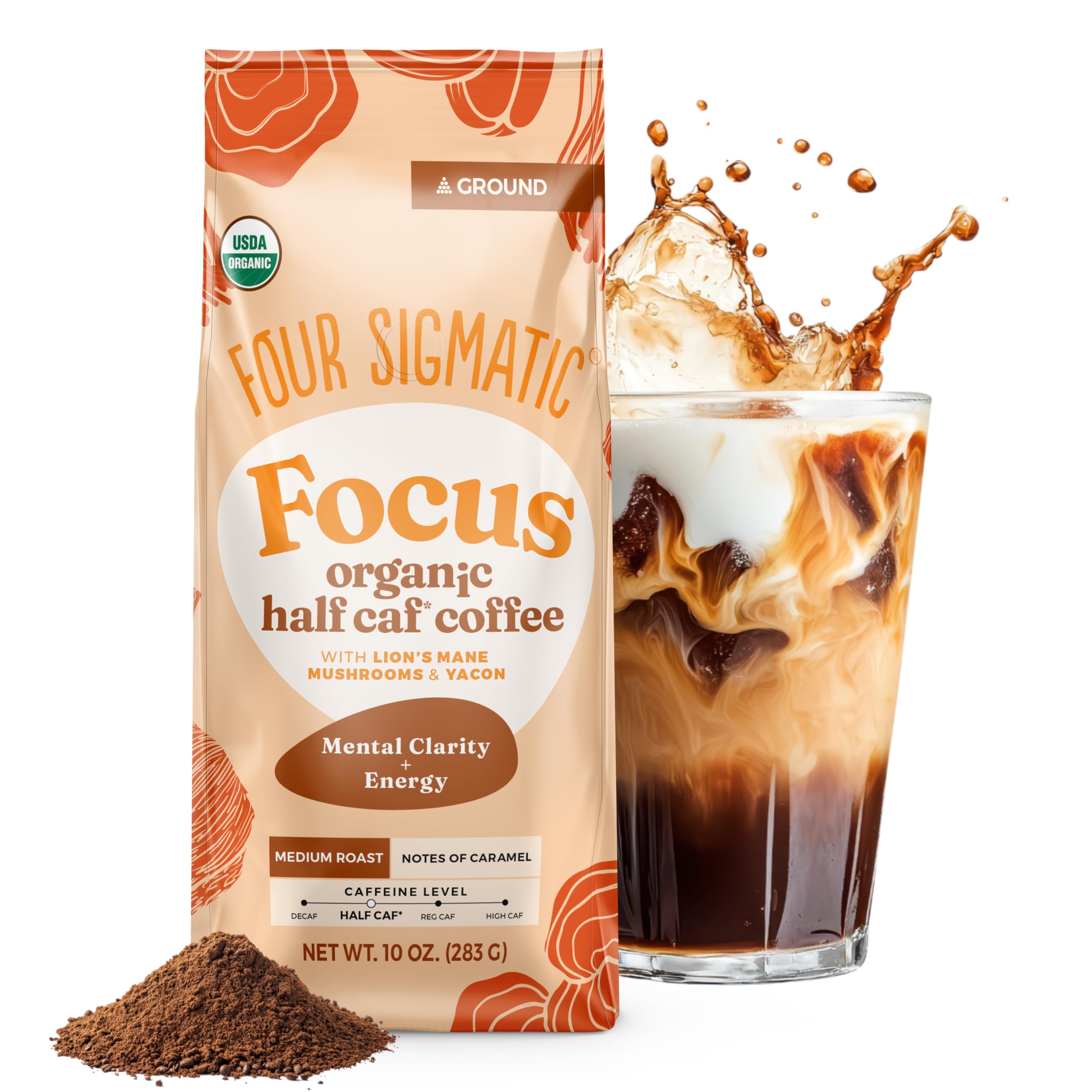 Amazon.com : FOUR SIGMATIC Organic Focus Half Caf Ground Coffee