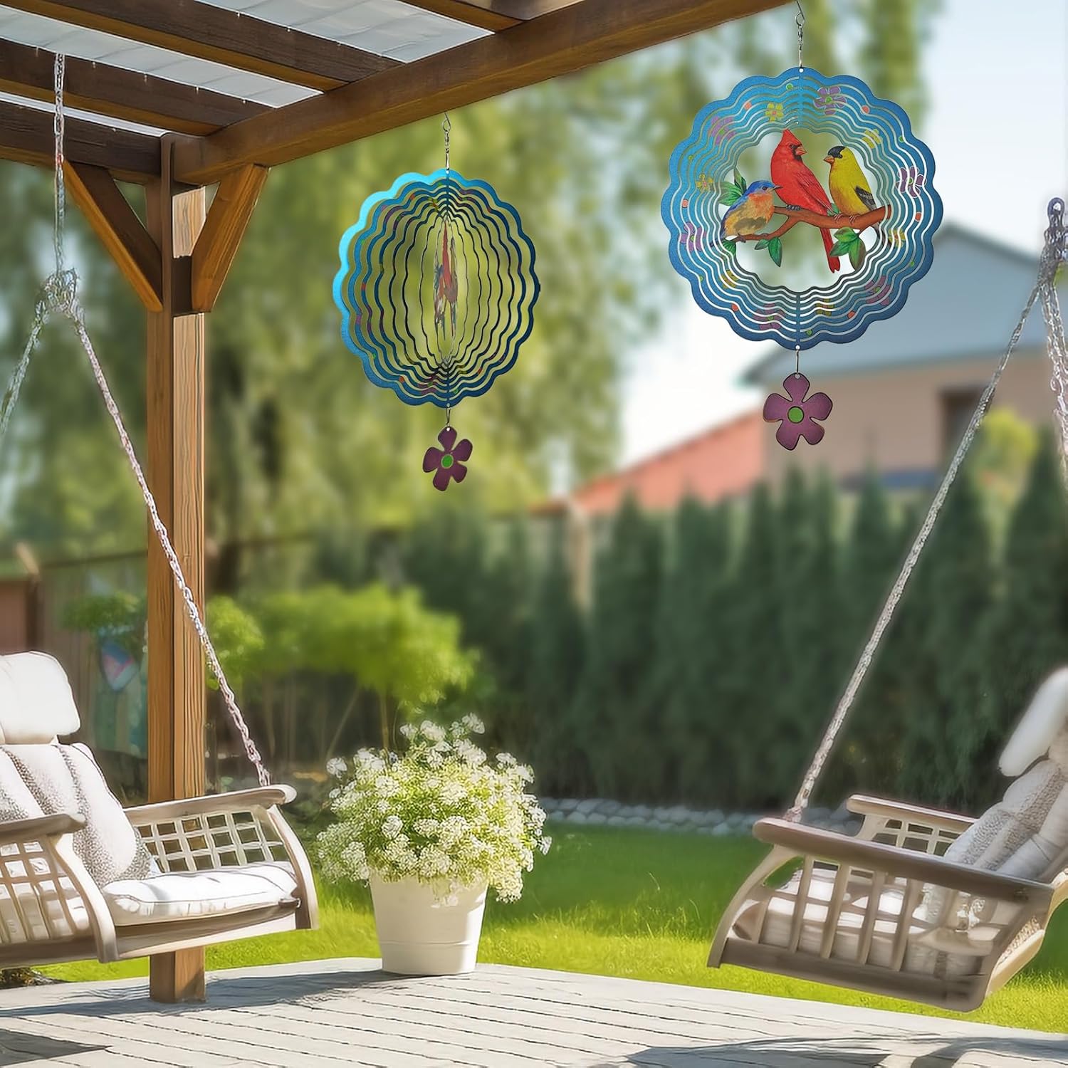 鳥風スピナー、3Dカーディナルメタルハンギングウィンドスピナー、ウィンドキャッチャー彫刻、屋内、屋外装飾、ヤードアート用