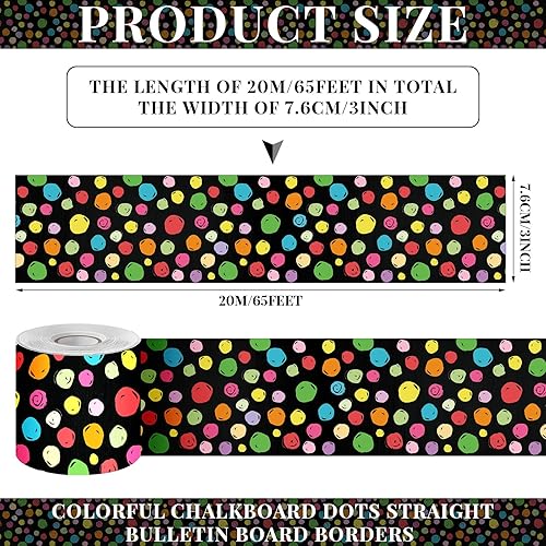 Vista 48 de Zonon 65 Feet Bulletin Board Borders Black and White Polka Dots Striped Grid Borders Decorative Straight Scalloped Wavy Rolled Trim Classroom Back