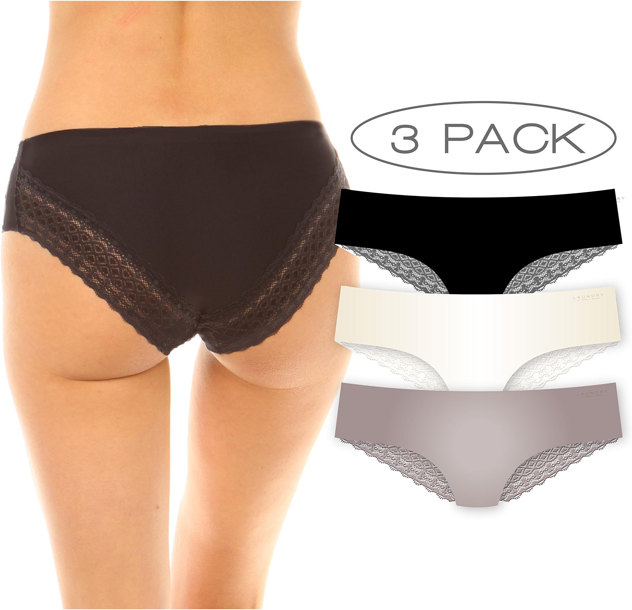 Laundry by Shelli Segal Womens Laser Cut Hipster Underwear Three Pack (See More Colors and Sizes)
