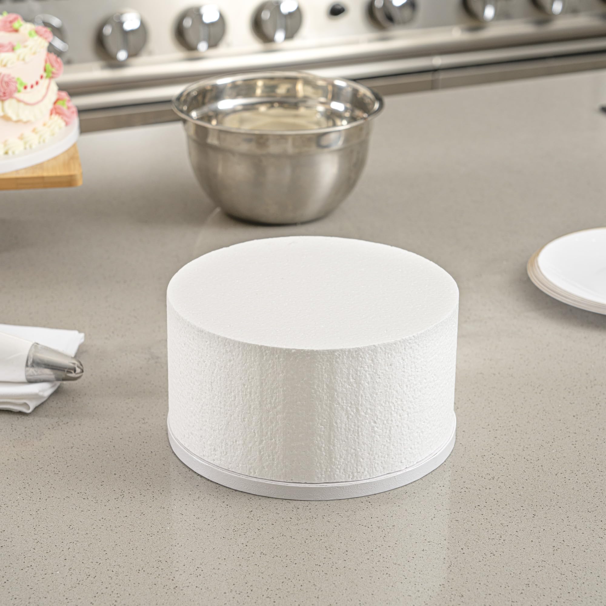 Restaurantware Pastry Tek - Chupete redondo de espuma para tartas de 8 x 4 pulgadas, 54 unidades, reutilizable, ligero, duradero, herramienta de espuma reutilizable de polietileno resistente a la