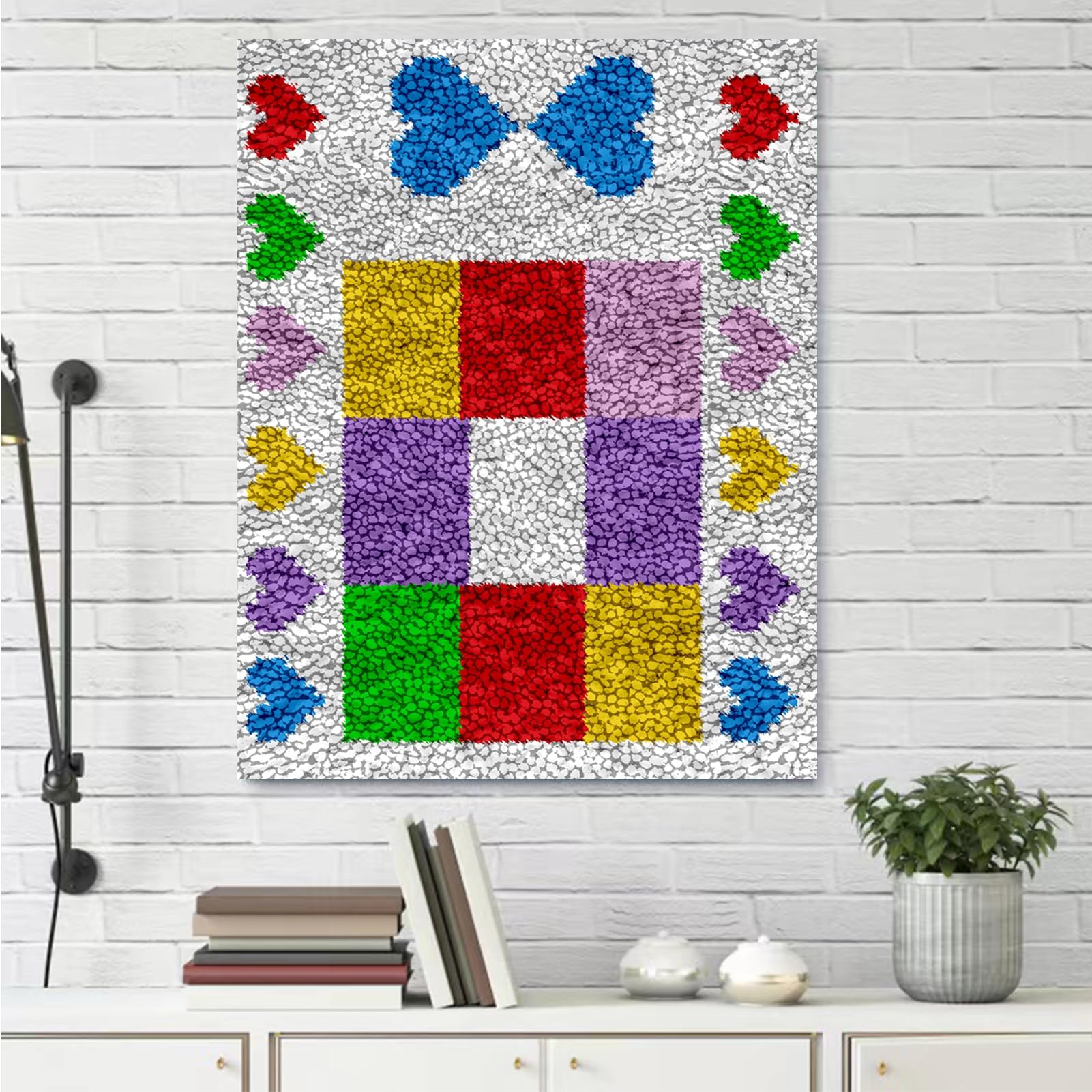 Kit per tappeto con gancio a scrocco, per adulti, fai da te, ricamo, con tela stampata, grande filato all'uncinetto, cuscino per pavimento, kit per la decorazione della casa, 69 x 102 cm