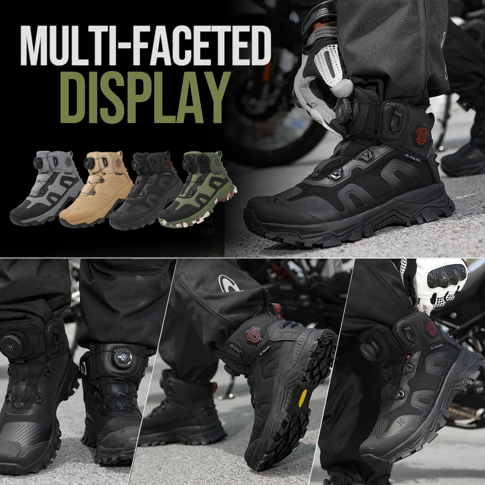 Stivali da Moto da Uomo, alla Caviglia Corta Scarpe protettive | per motociclisti, Chiusura a vite, Scarpe da moto Traspirante pelle con dispositivi di protezione, Antiscivolo