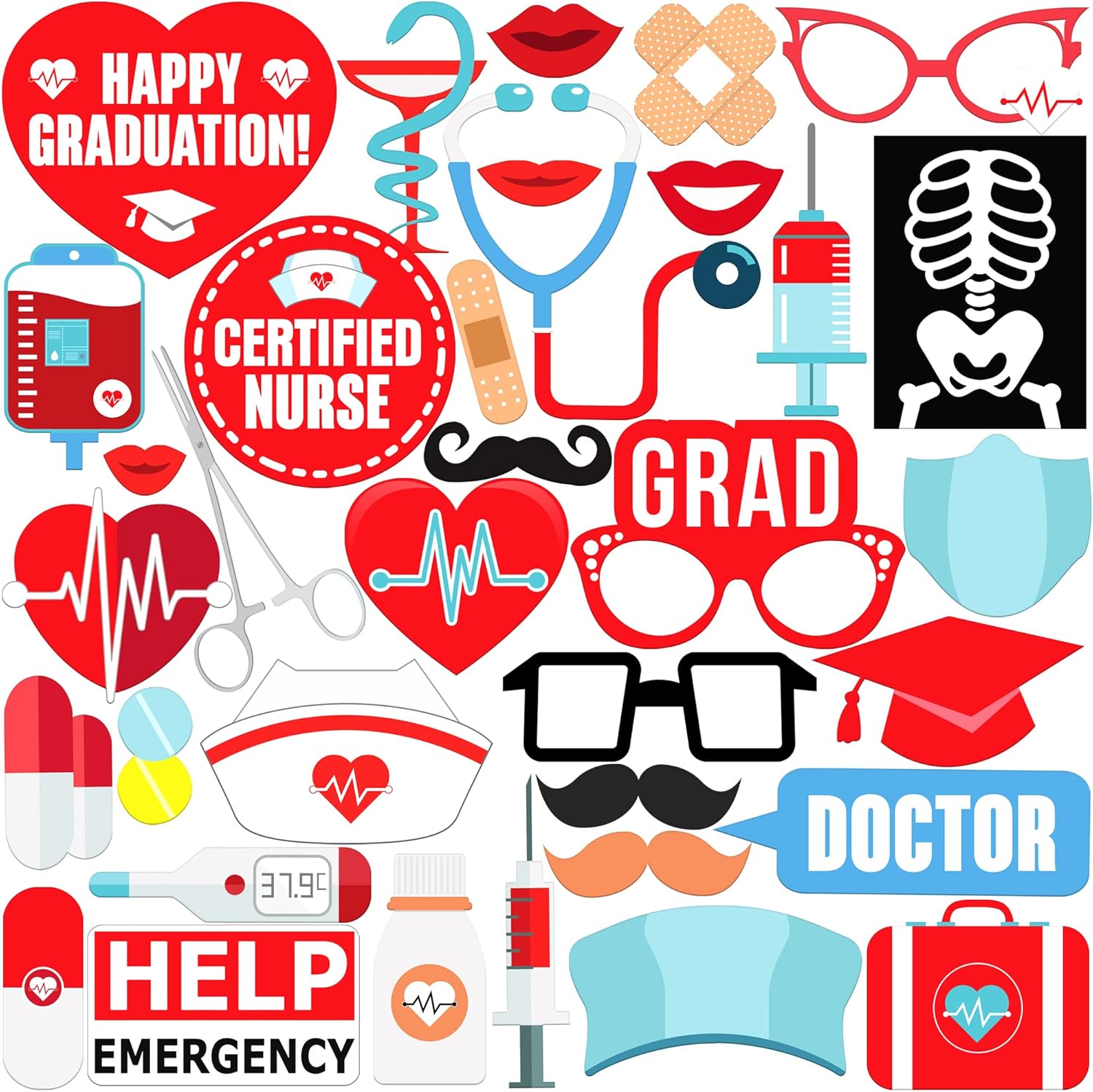 KatchOn, Nurse Photo Booth Props 2024 Pack of 35 Nurse Graduation Decorations