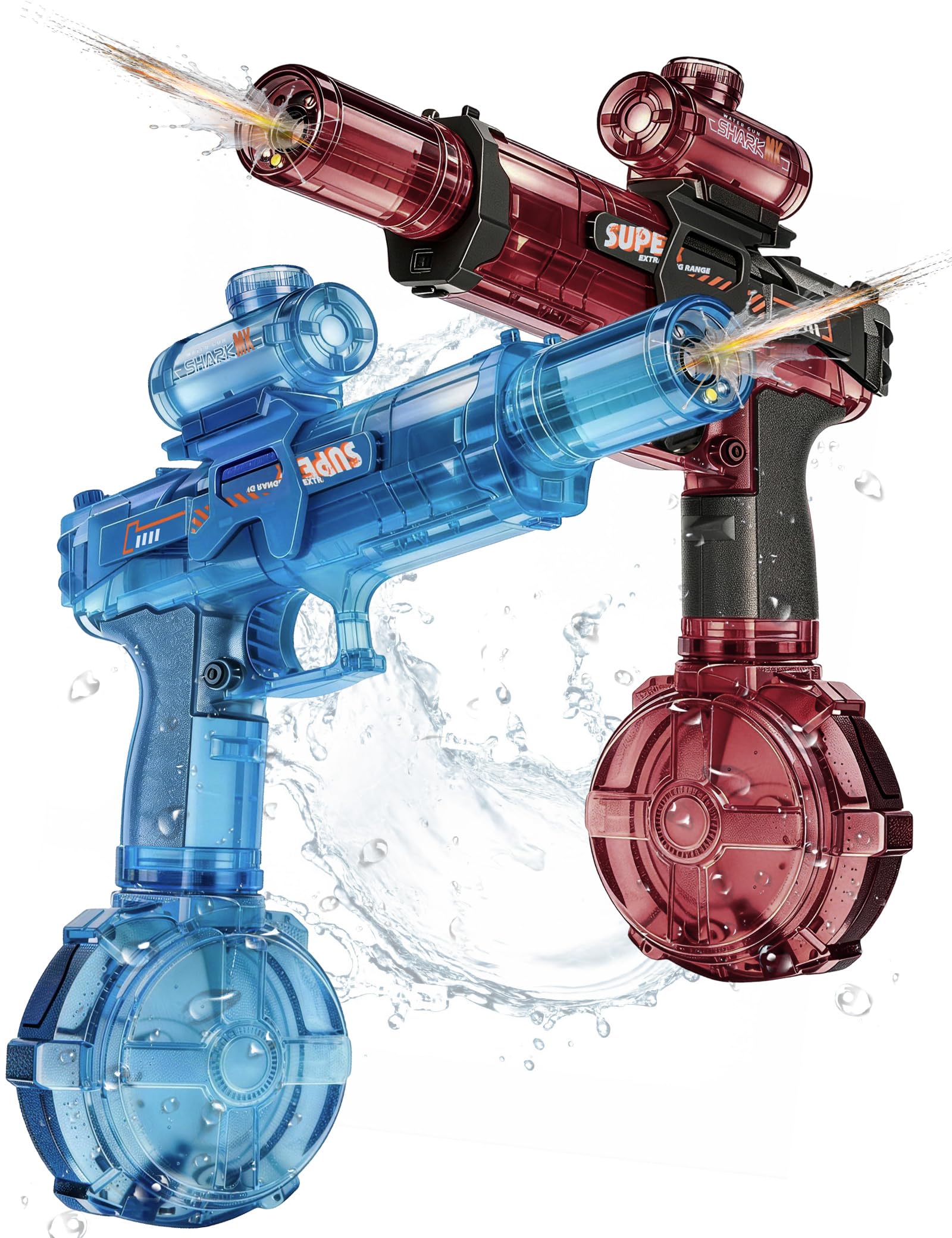 Electric Water Gun for Adults Kids 2 Pack,Automatic Watergun,Ultimate Party Beach Toy Fun Gift for Toddler,Summer Pool Game,Long Range,Rechargeable,Splashy Blaster Electric Water Guns(Pistol,Red+Blue)