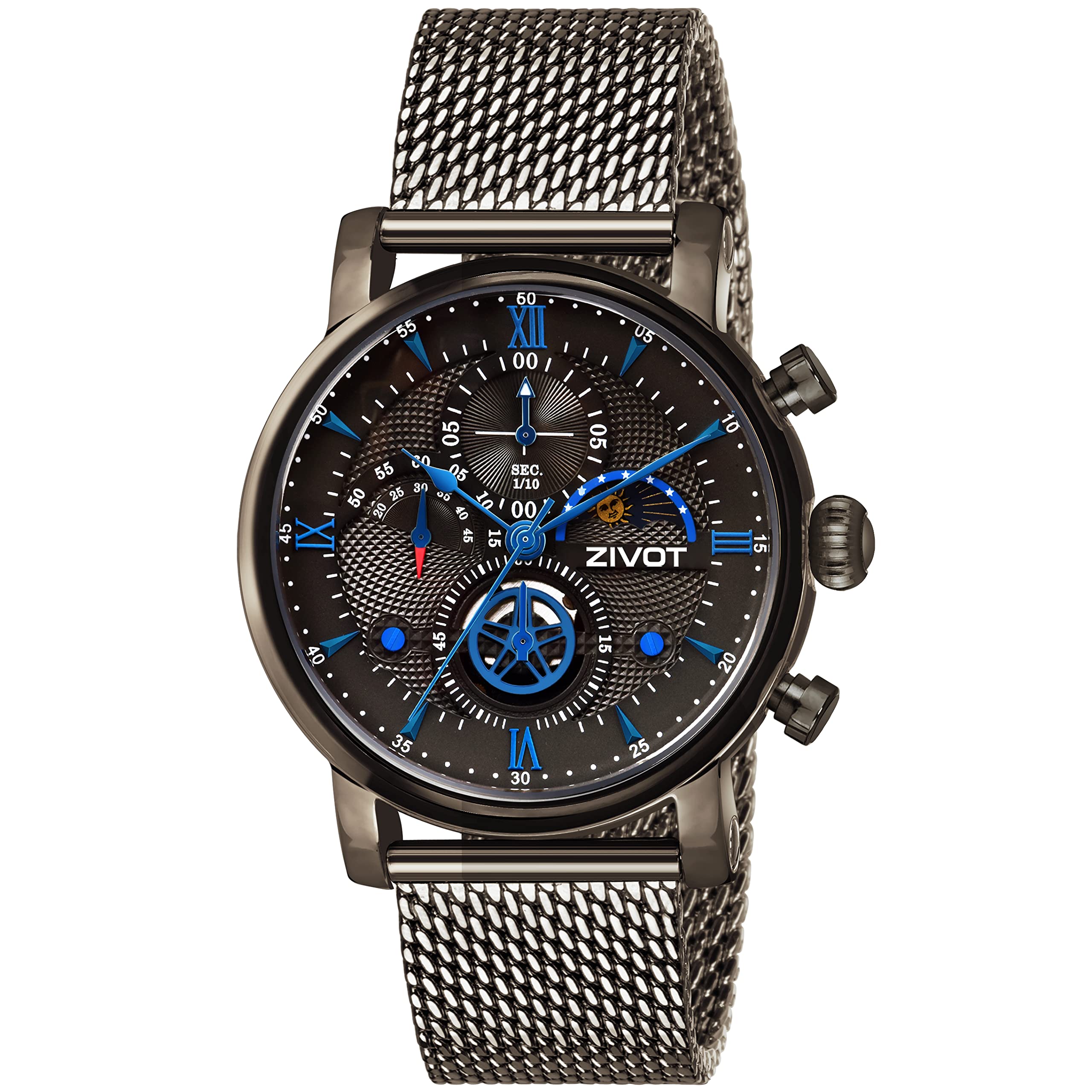 ZIVOT Z-0084 Luxury Analog Latest Perfect Black Bezel Designer Dial Gun-Metal Mesh Chain Wriest Watch for Mens Boys (B0C5972S1R) Amazon Price History, Amazon Price Tracker