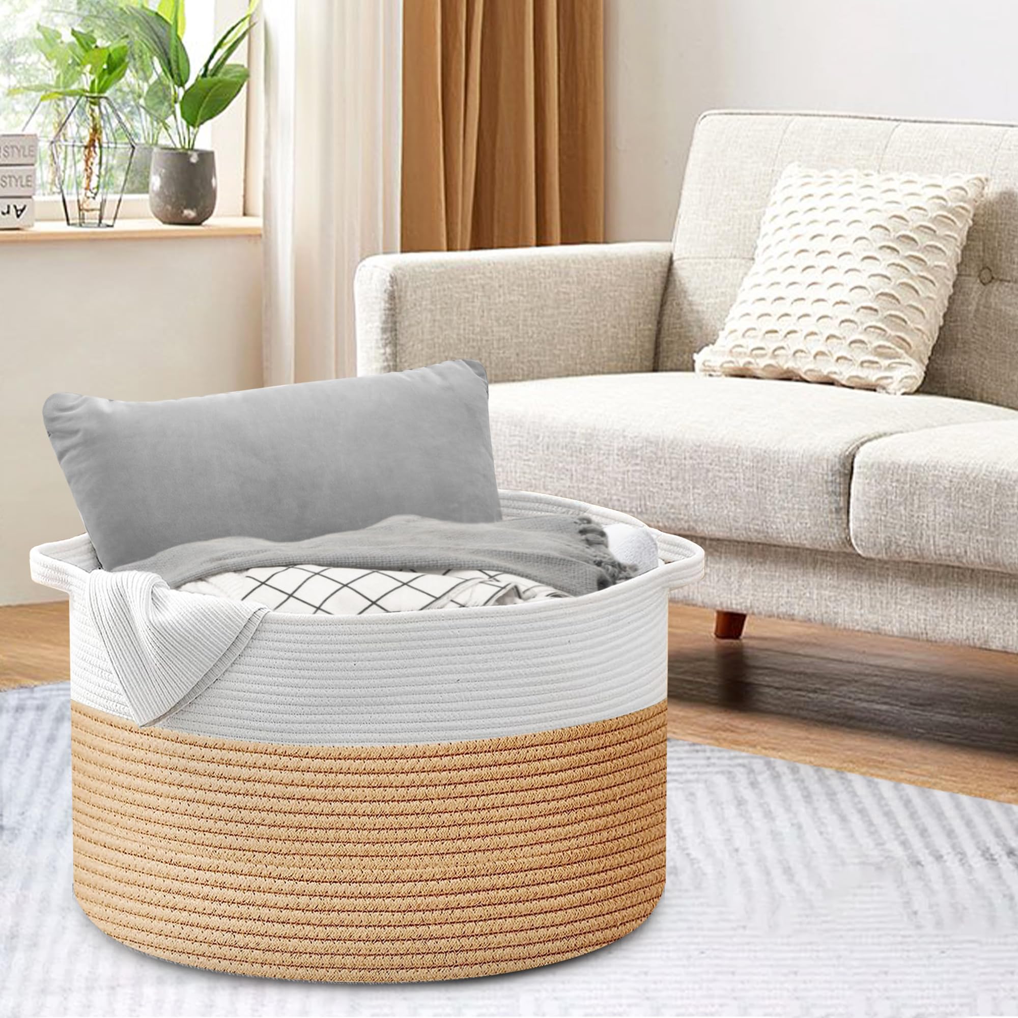 Amazon｜MEGASKET 特大収納バスケット 22インチ x 22インチ x 14