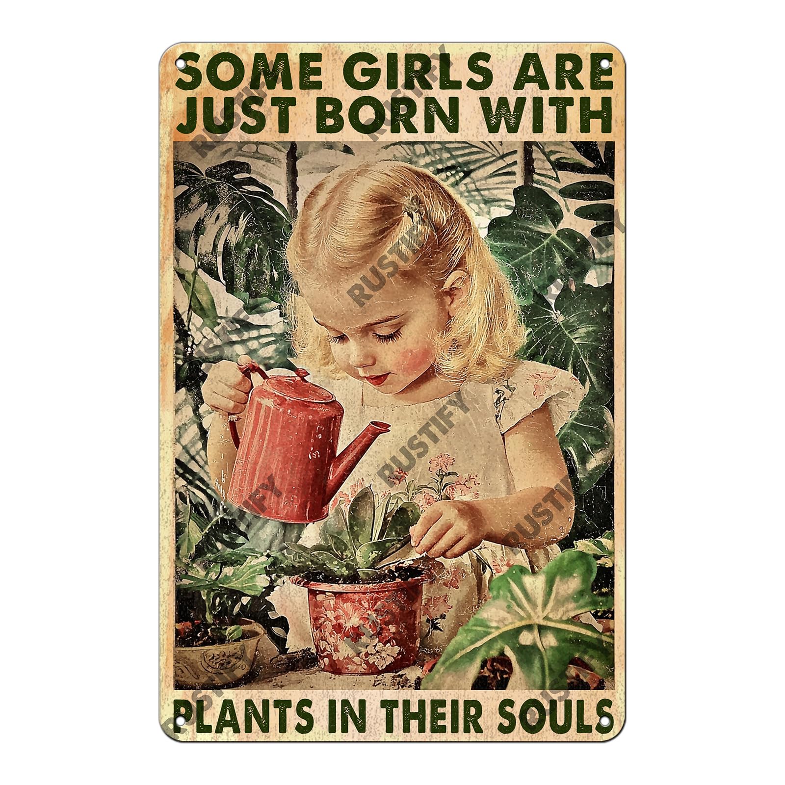 Anceky Vintage Metal Sign Some Girls Are Just Born With Plants In Their Souls Tin Sign Wall Decor for Home Bar Cafe Kitchen Yard 12×8 Inch