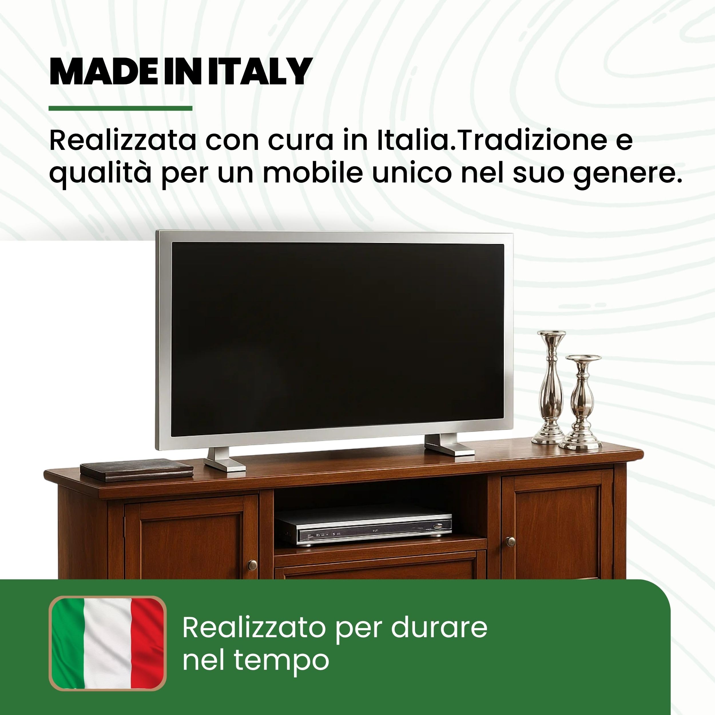Mar.c.a. Design - Mobile Porta TV 2 Ante, 1 Cassetto e 1 Vano in Legno 160x45x57 cm - Mobile Arte Povera Soggiorno Made in Italy