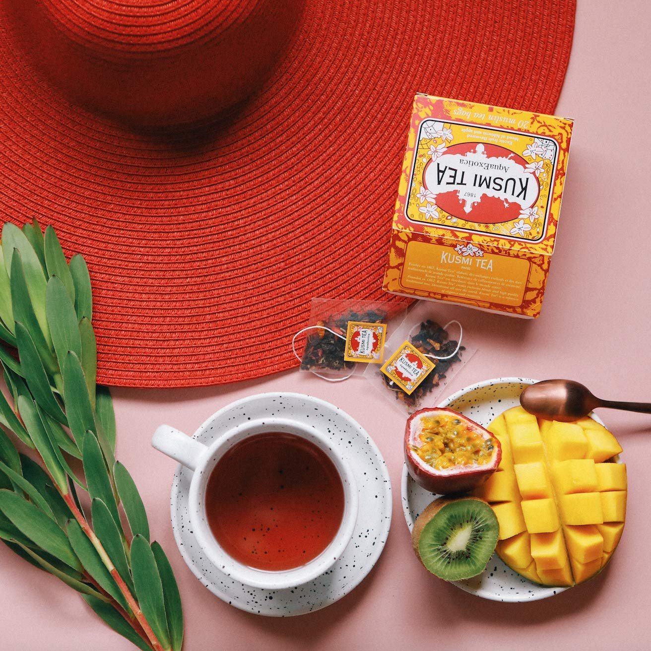 Kusmi Tea Aqua Exotica Herbal Fruit Tea Blend of Hibiscus, Apple