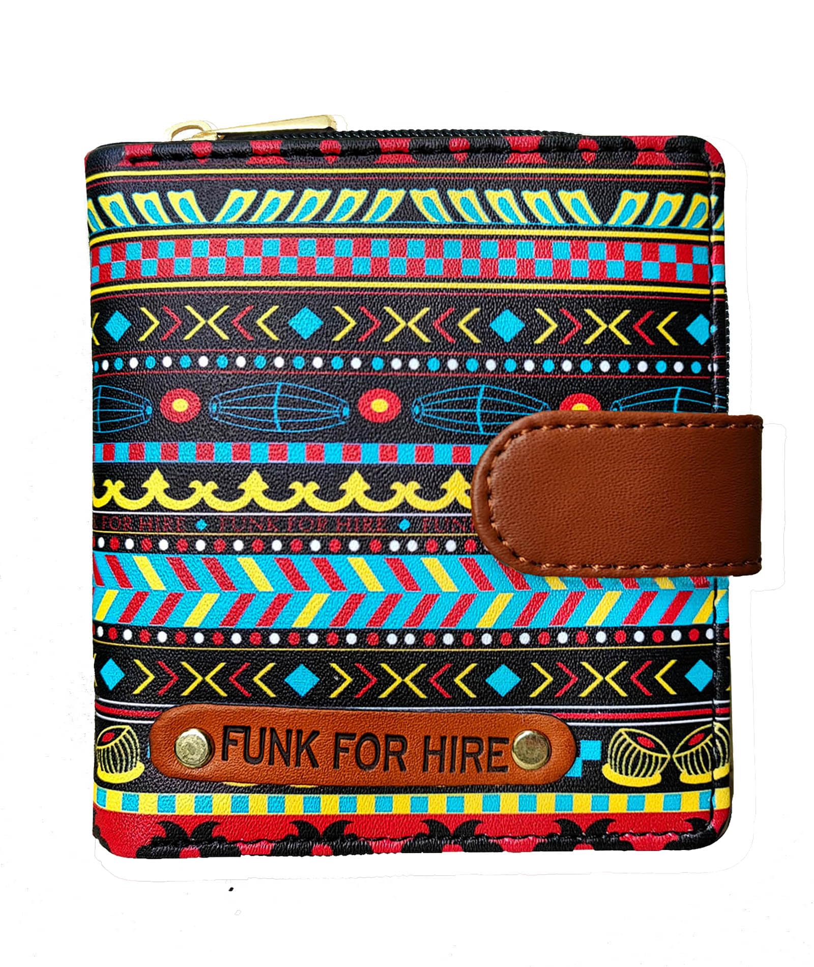 Women Printed Black Vegan Leather Square Wallet-image-17