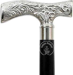 Safa Nautical Antique Brass Walking stick Deluxe Walking cane Beautiful brass Silver handle walking stick for Men and Women gift