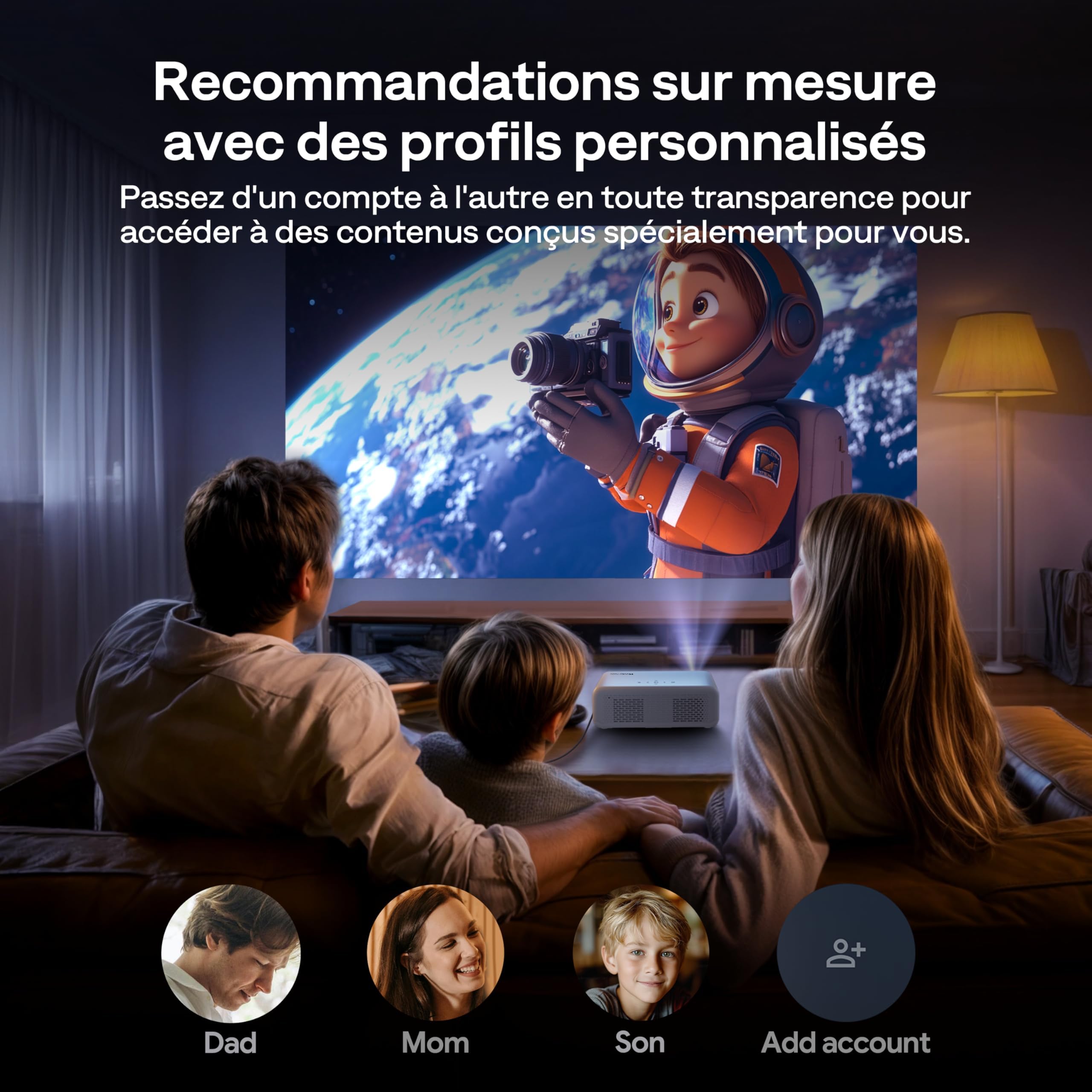 Aurzen EAZZE D1 GTV Vidéoprojecteur avec Google TV, 4K Supportée, avec WiFi et Bluetooth, Netflix sous Licence Officielle, Auto Focus & Keystone, DoIby Audio, Zoom, Native 1080P (Blanc)