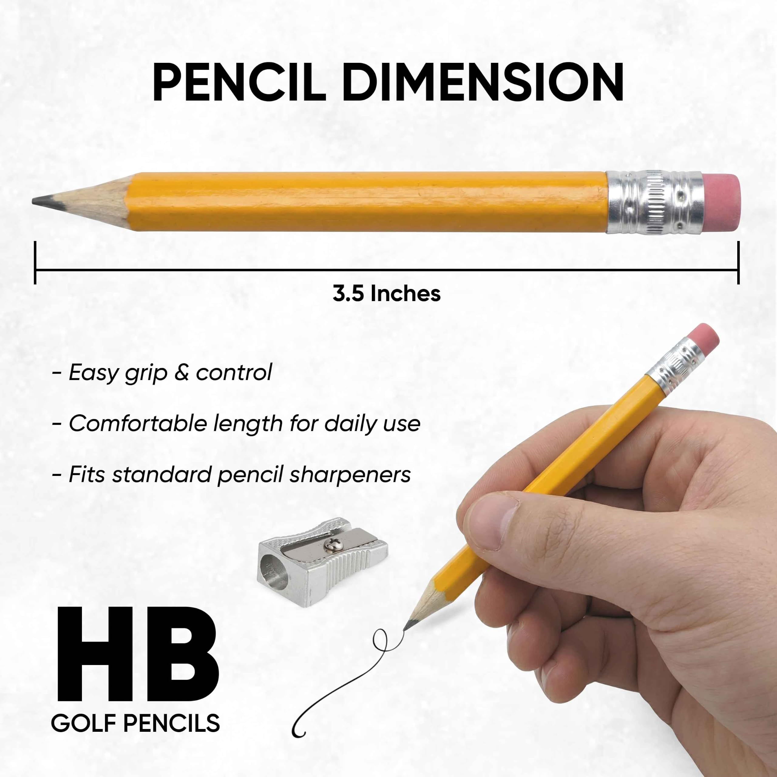 Lot de 150 mini crayons de golf HB #2 en vrac avec gomme, étui en bois de 8,9 cm, mini crayons pré-taillés en vrac pour enseignants, articles essentiels de classe, fournitures de rentrée