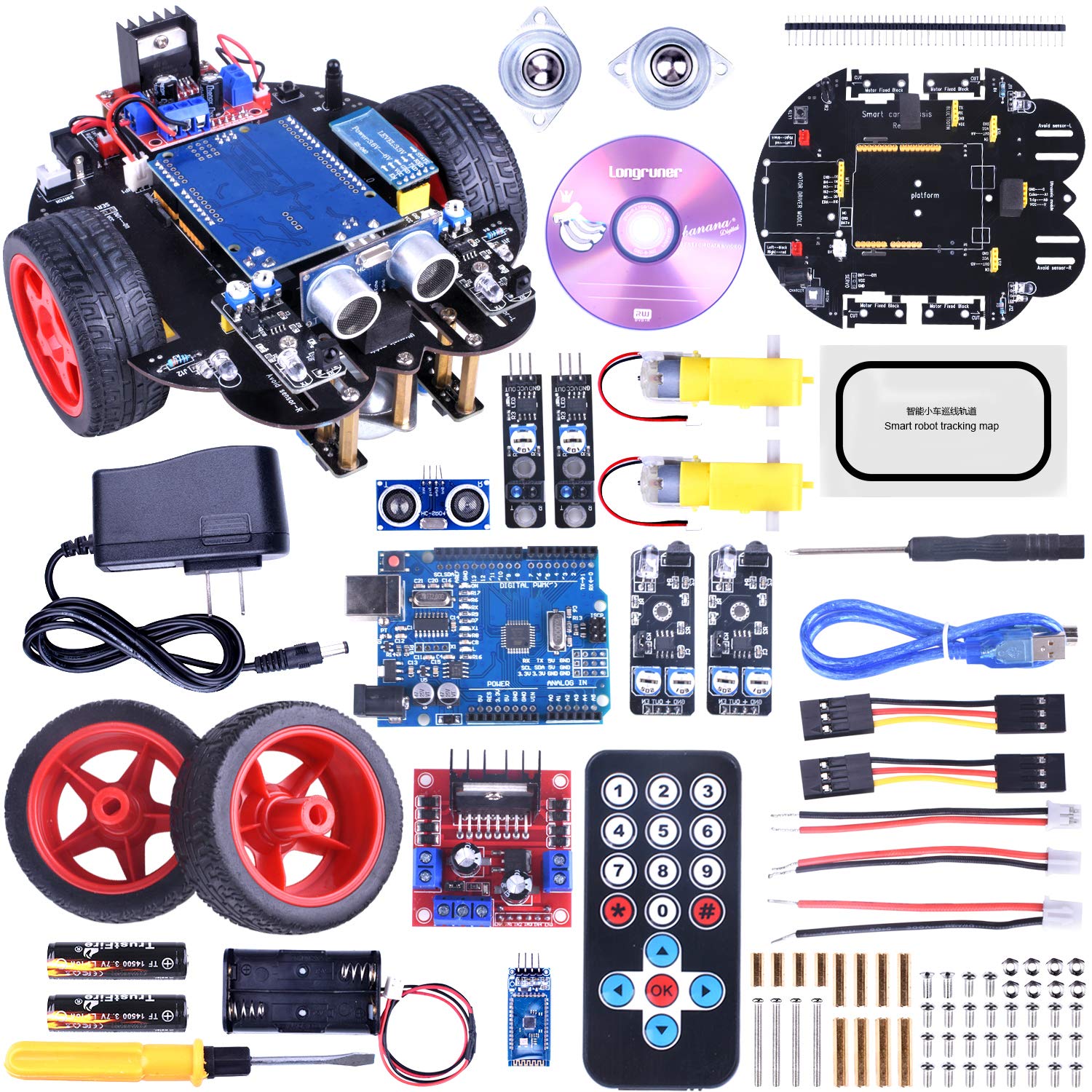 Buy for ArduinoIDE Robot Car Kit with Line Tracking Module Ultrasonic ...
