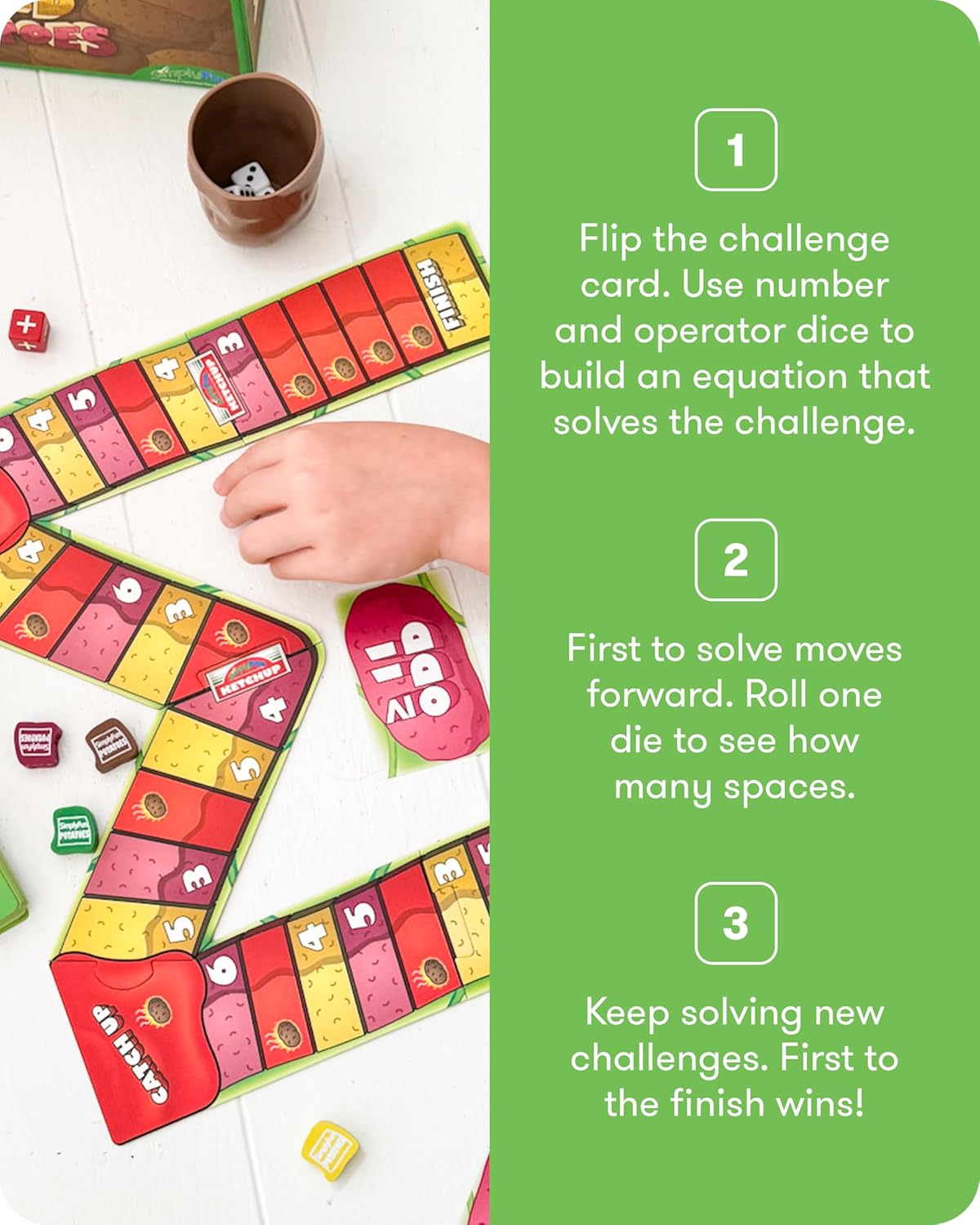 SimplyFun Math’d Potatoes Board Game, Math Game for Kids Ages 8+, Educational Dice Game with Addition and Subtraction - Fun Math Challenge for 2-4 Players